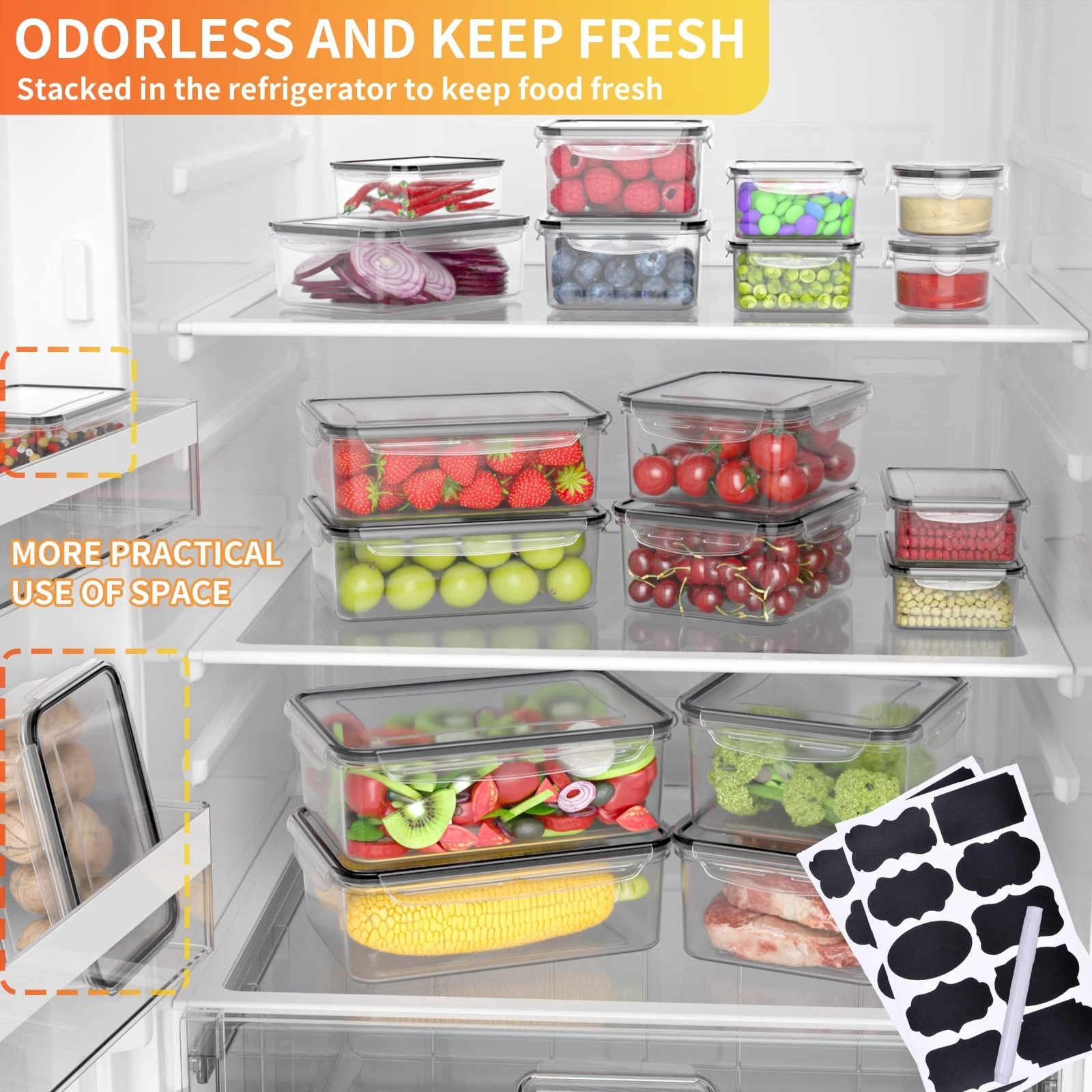 40 PCS Airtight Plastic Food Storage Containers, BPA-Free, Leakproof Meal Prep,