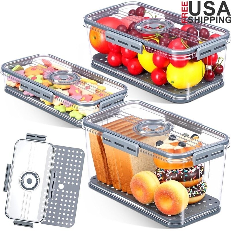 Airtight Bread Storage Box Set W/ Timer Multi-Functional Food Keeper Containers