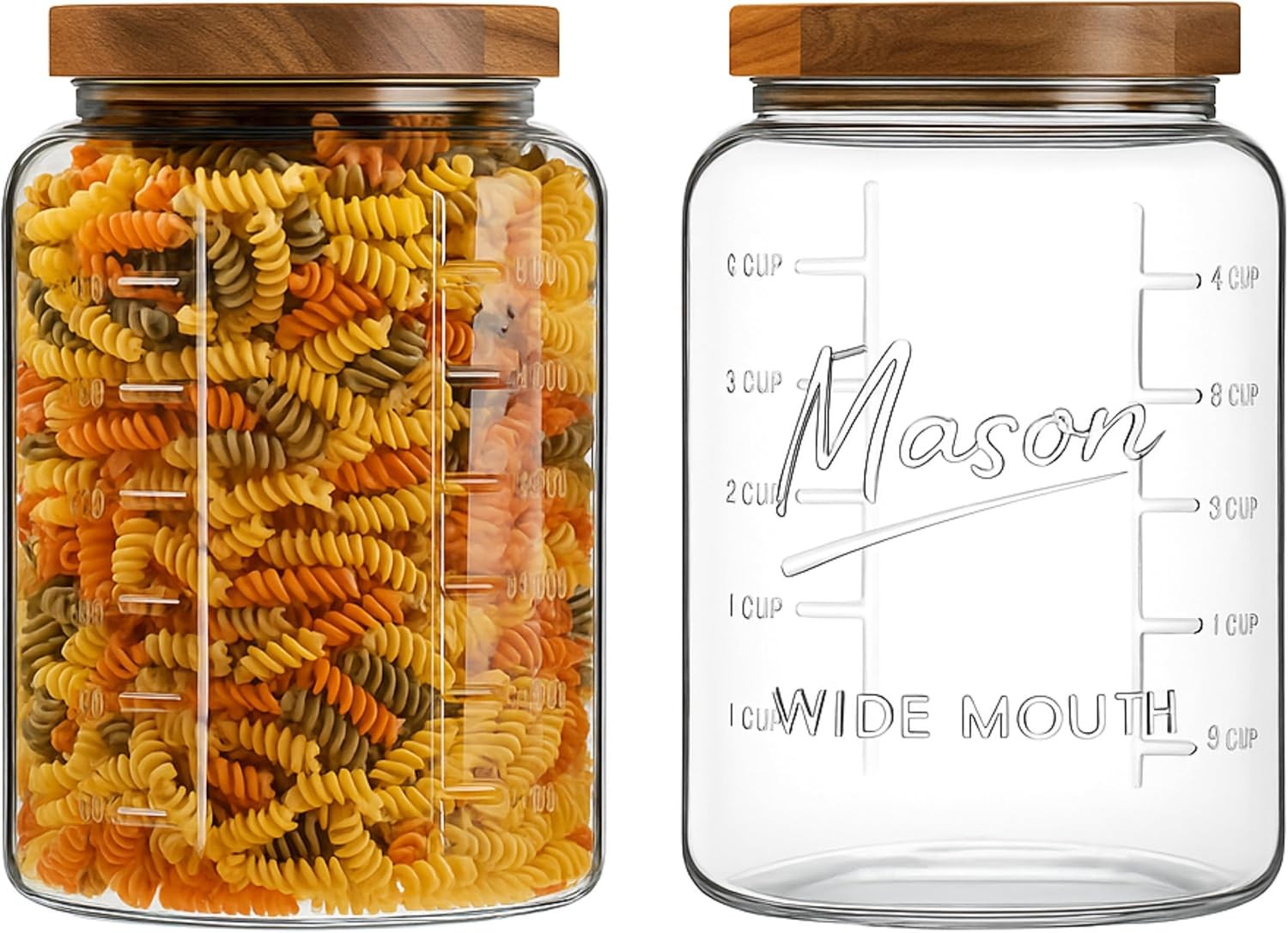 1 Gallon Glass Mason Jar with Airtight Wooden Lid, Wide Mouth Large Food Storage