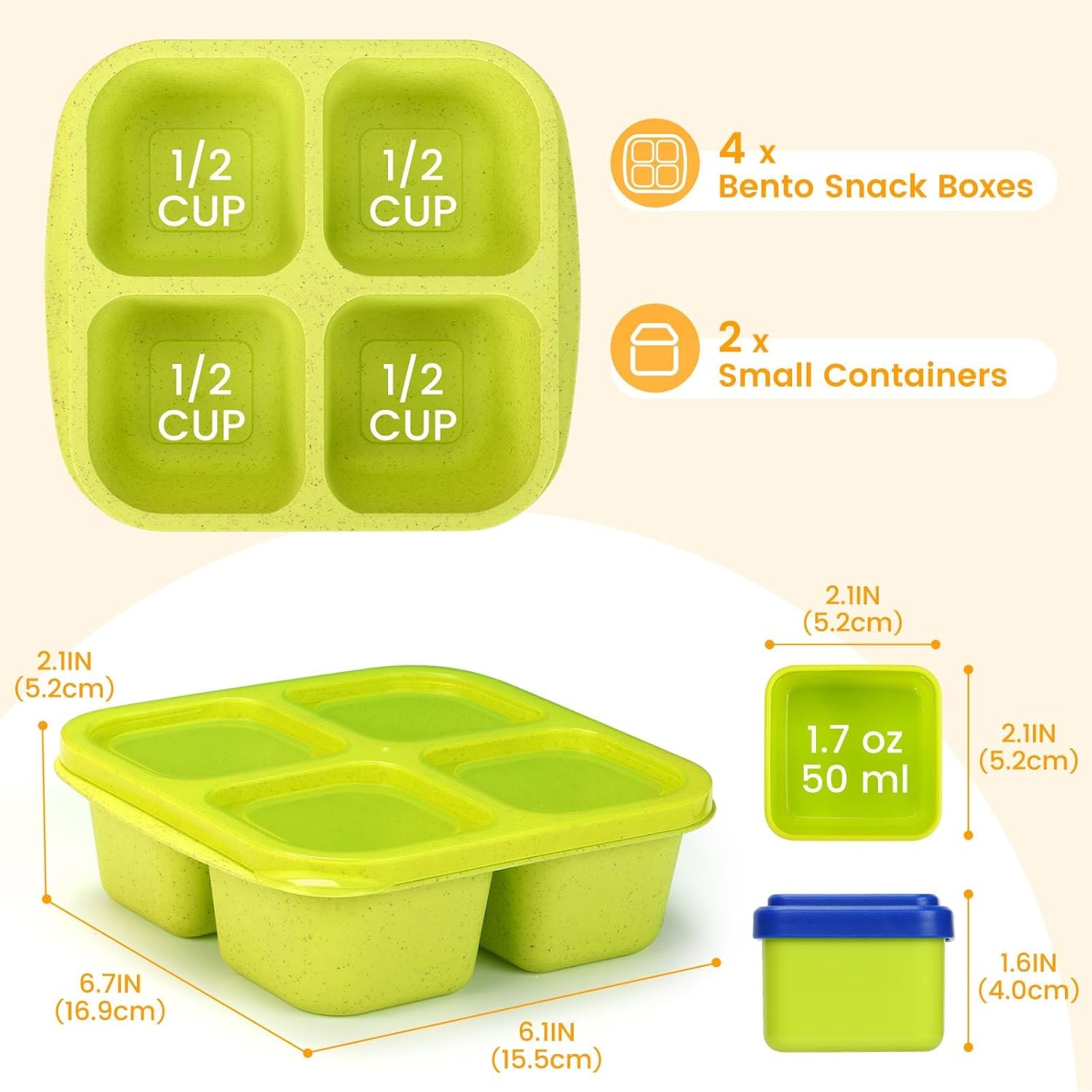 Caperci Lunchable Snack Containers – 4 Pack Bento Boxes Jewel Brights