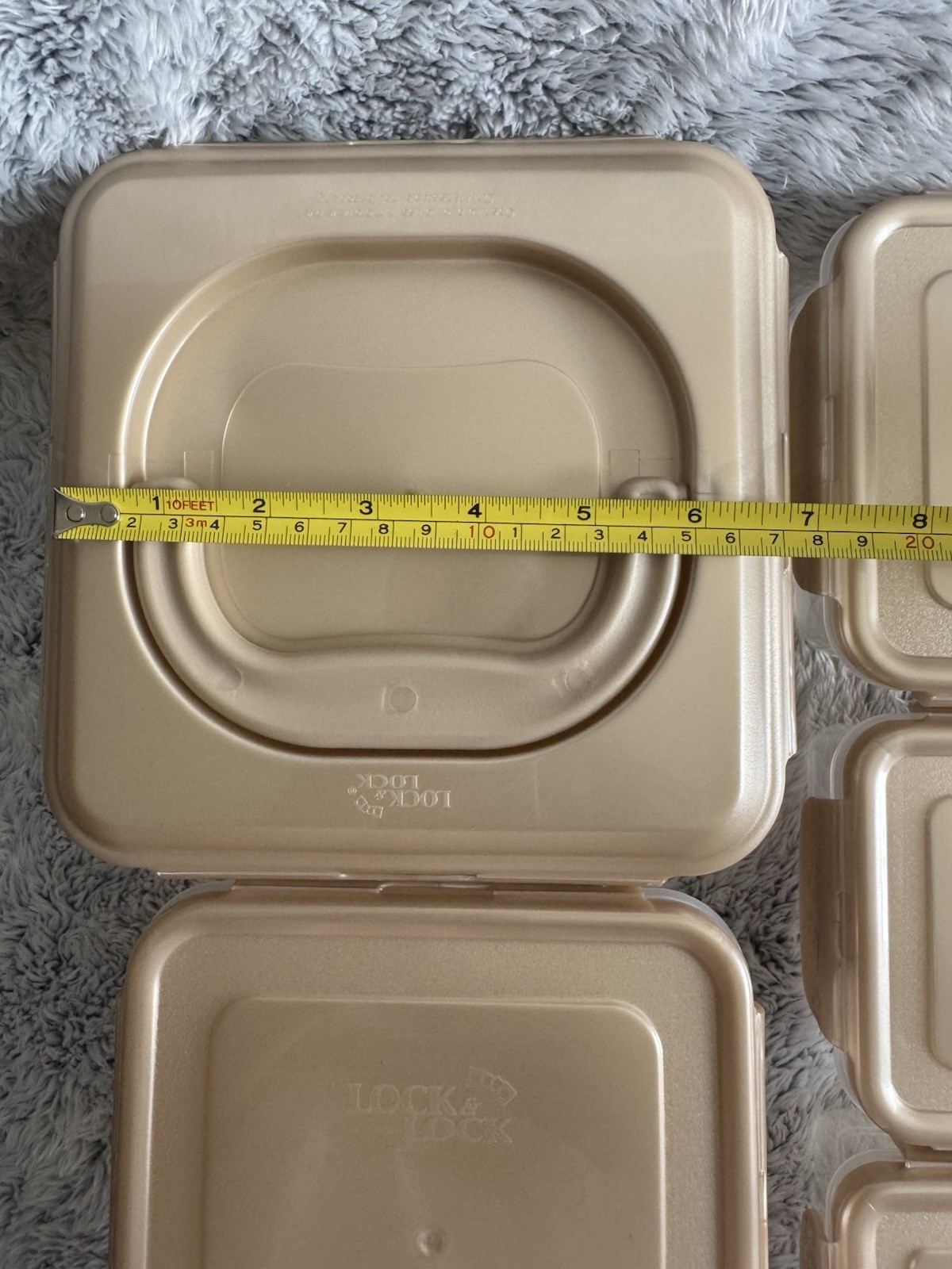 Lock n Lock 5 pc Square Nestable with Handle Lid GOLD Golden Sand NEW