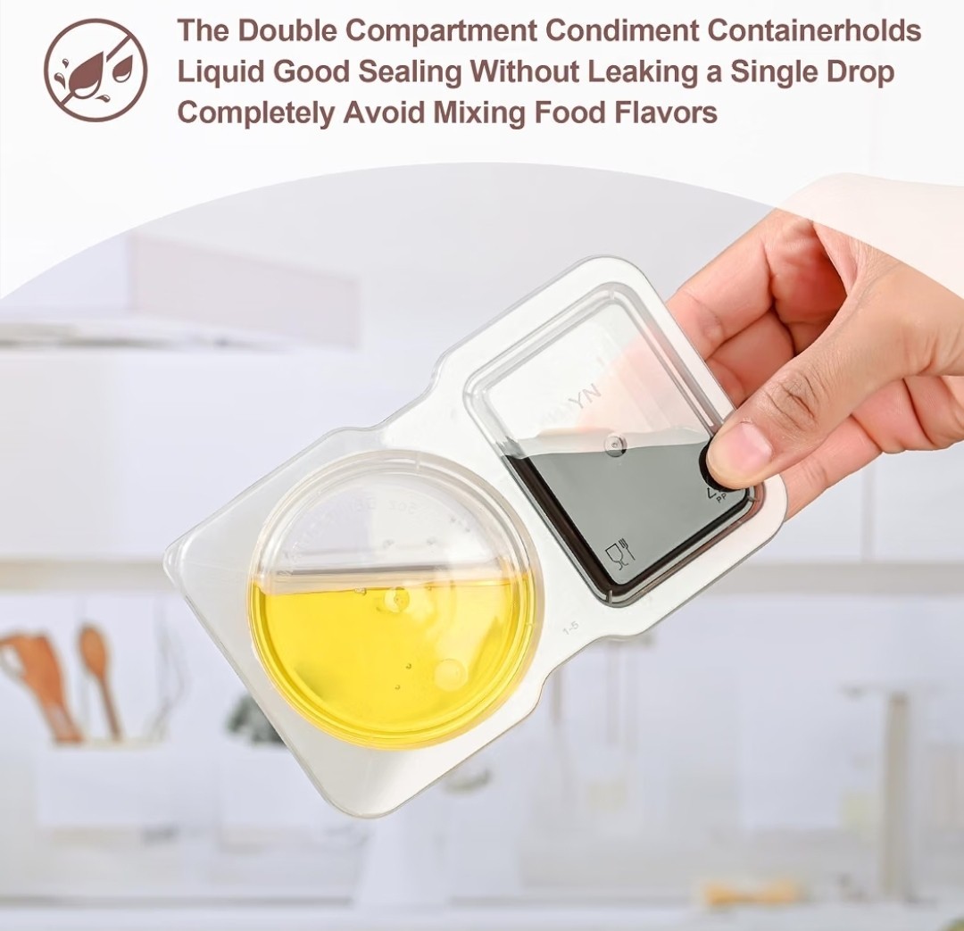 20 Pcs Double Compartment Condiment Container With Lids – Reusable Snack Pack