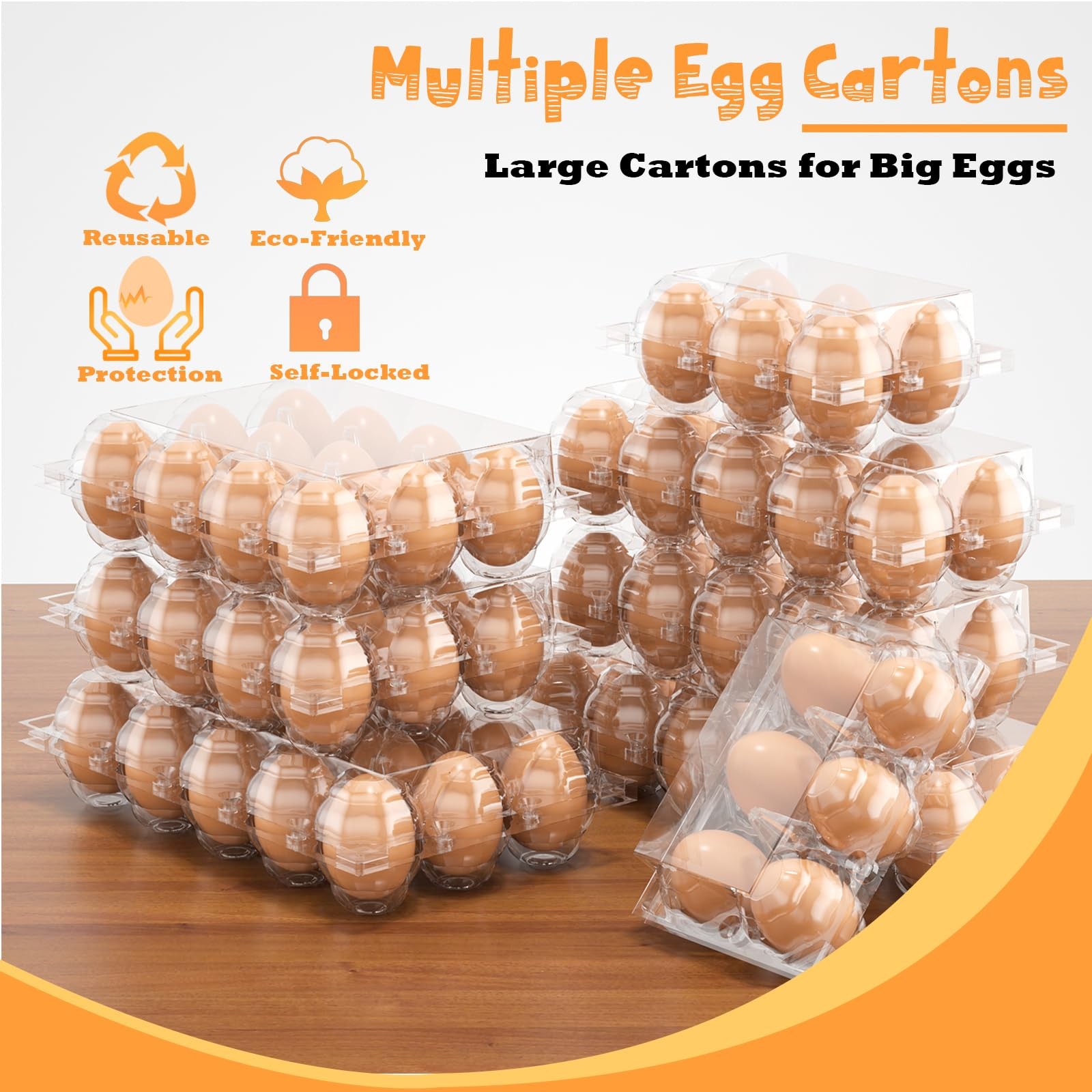 100PCS Egg Cartons Cheap Bulk, Large Egg Cartons Plastic 12 Count, 1 Dozen Reusa