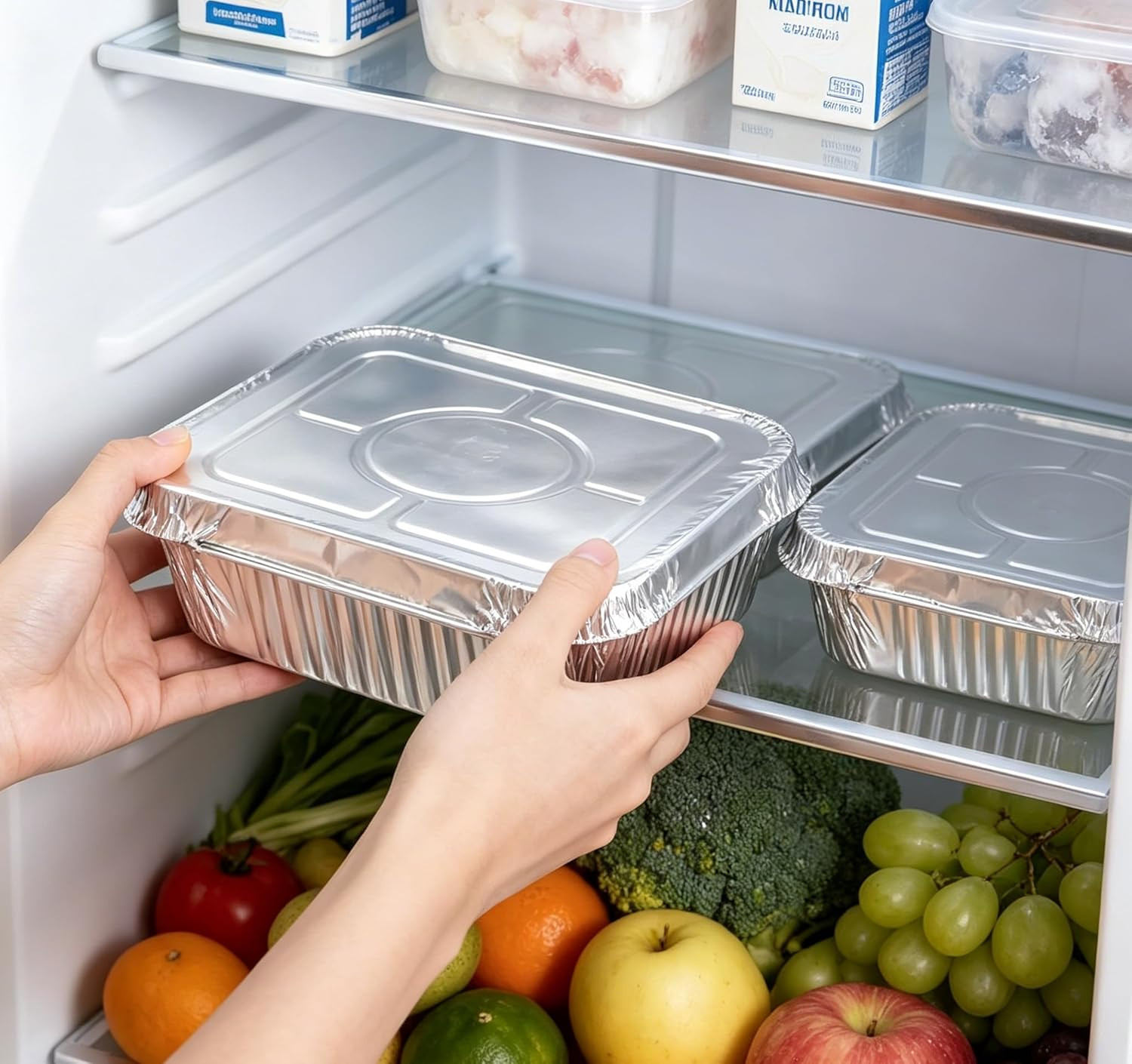 20 Pack Foil Meal Prep Containers with Lids, 8″ X 8″ Disposable Aluminum Foil Pa