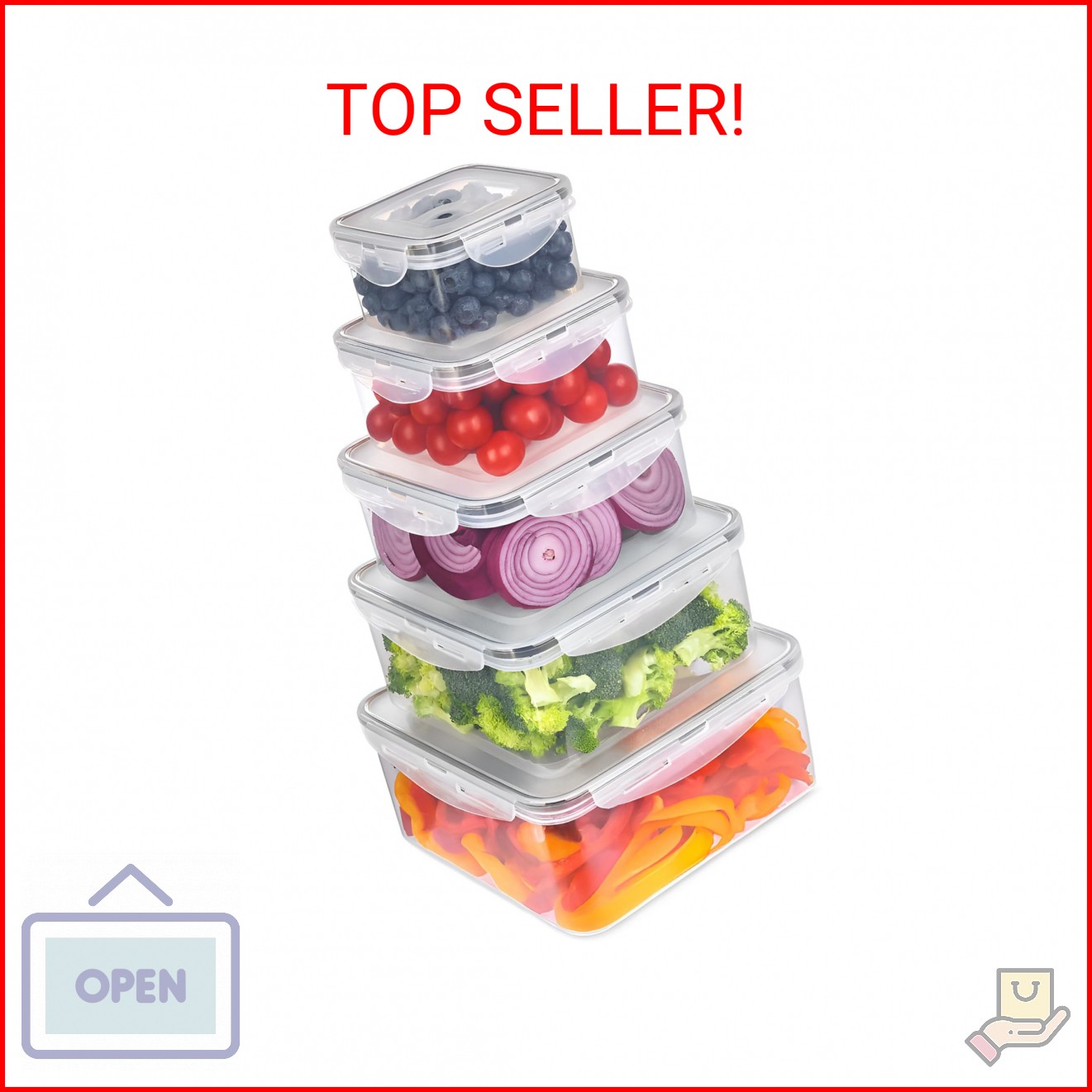 CLWVPCOT 5 Pack Large Food Storage Containers with Leak-Proof Lids, Stackable Ki