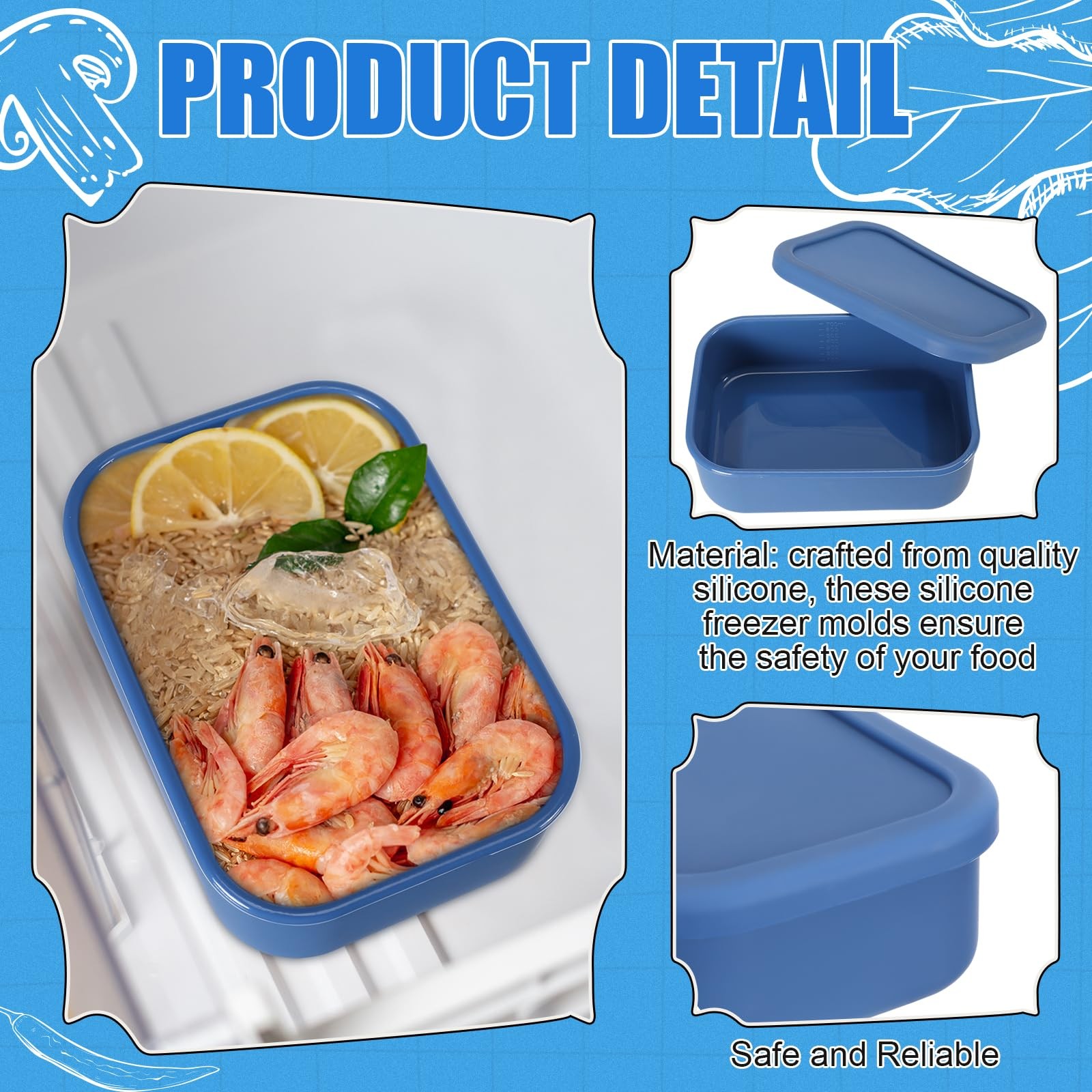 Nuogo 8 Pcs 2 Cup Silicone Freezer Trays with Lid Silicone Soup Freezer Molds…