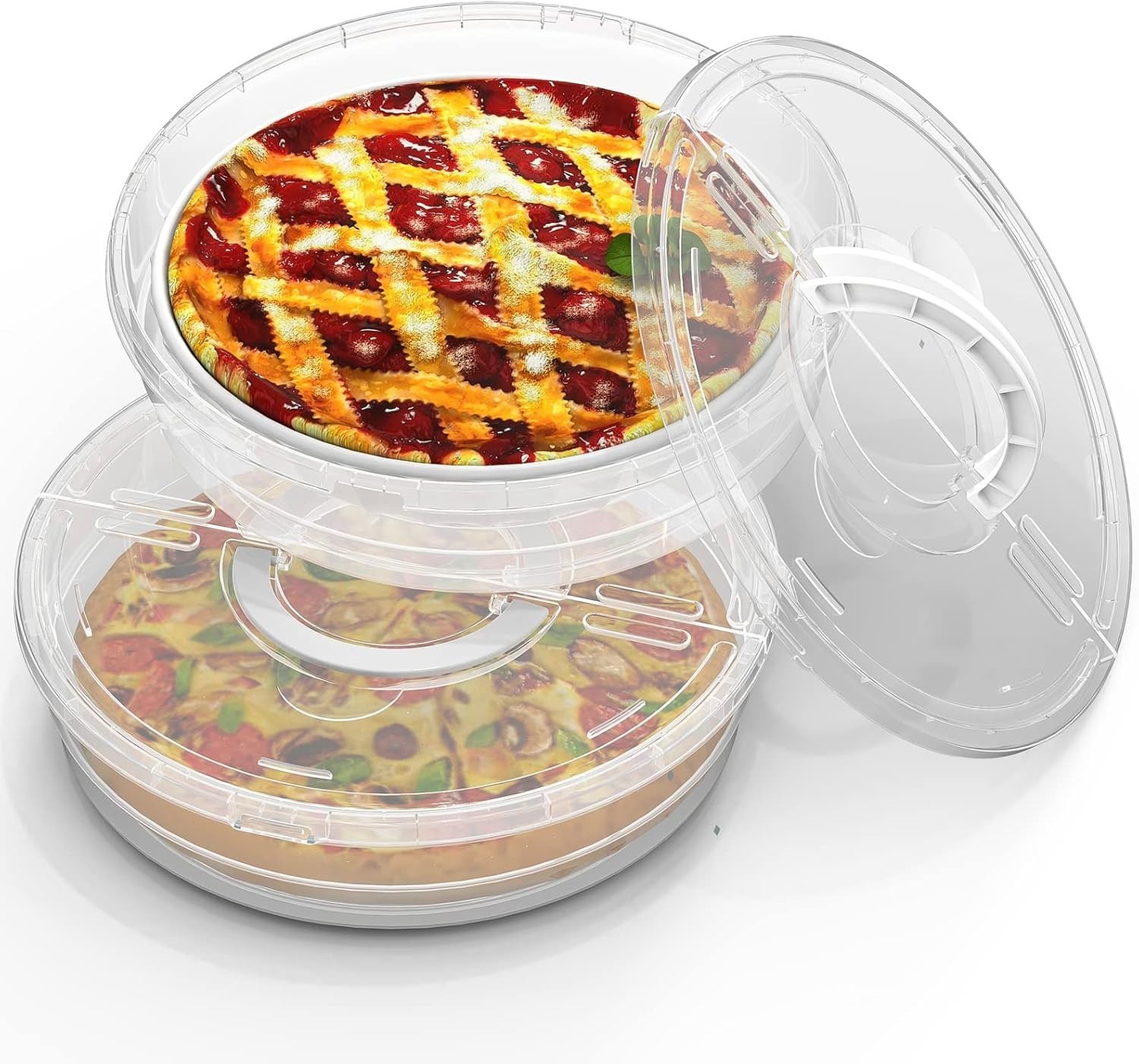 12Inch 2 Pack Food Storage Container with Lid and Handle, Reusable 2 Compartment