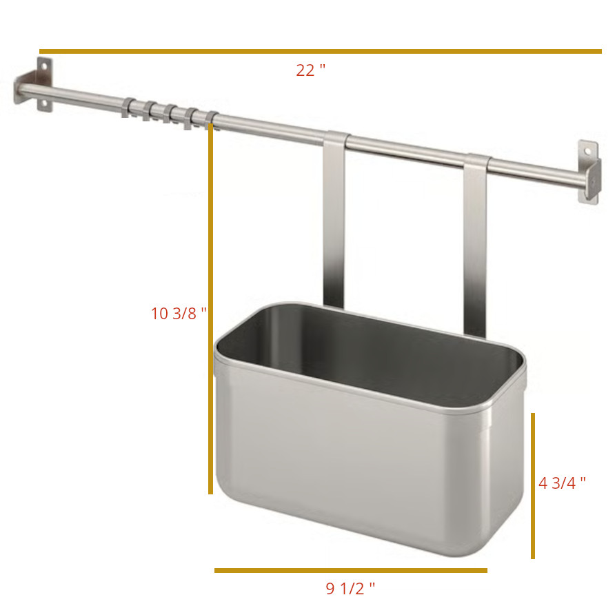 Stainless Steel Kitchen Wall Accessories Container With Removeable Tray and Rail