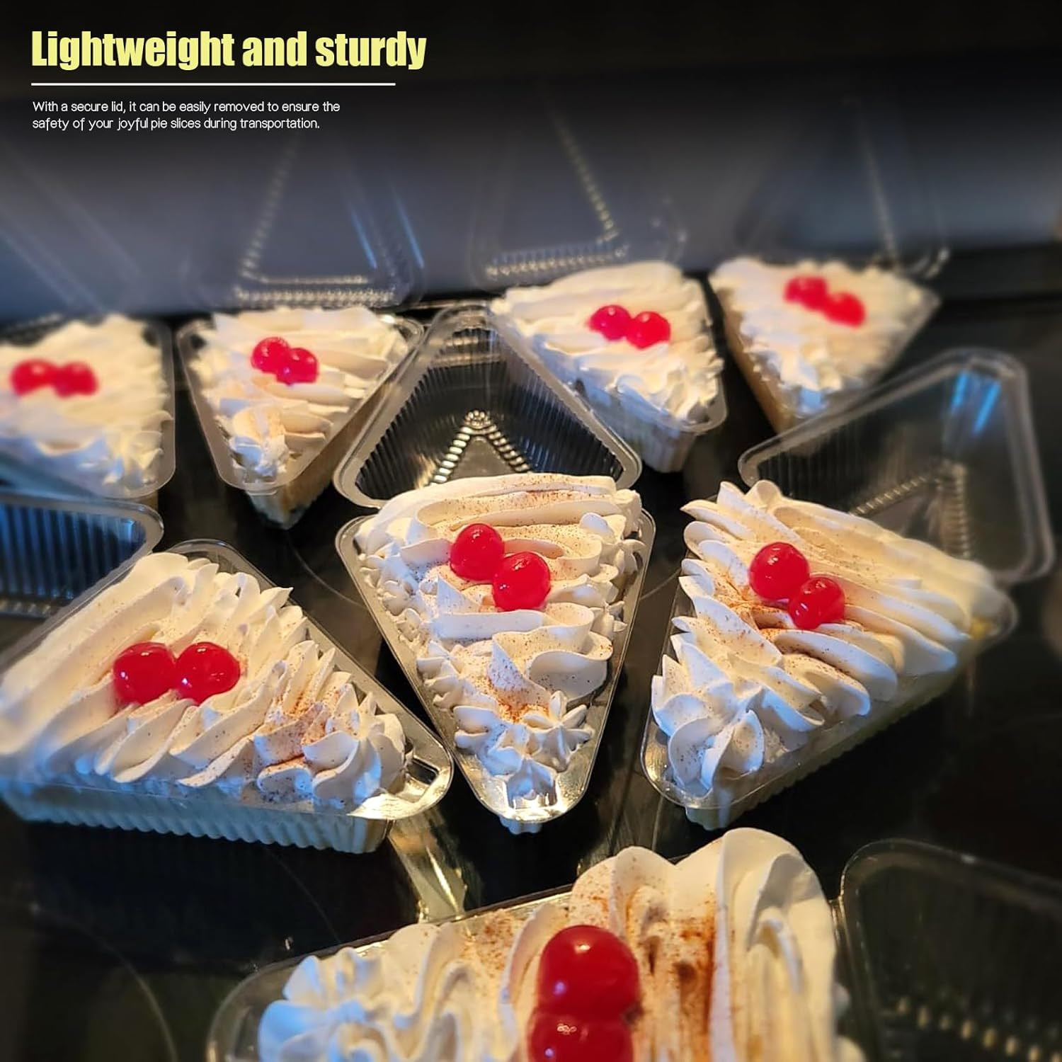 YOIYINI Thickened Extra Large 50Pcs Cake Slice Containers,4.4 Inch Pie Slice Con