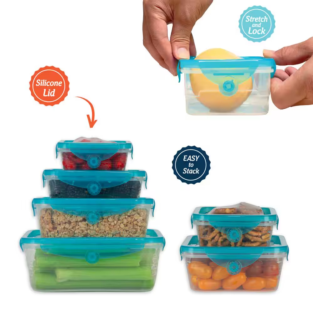 12-Piece Stretch and Fresh Stretchable Silicone Air-Tight Food Storage Container