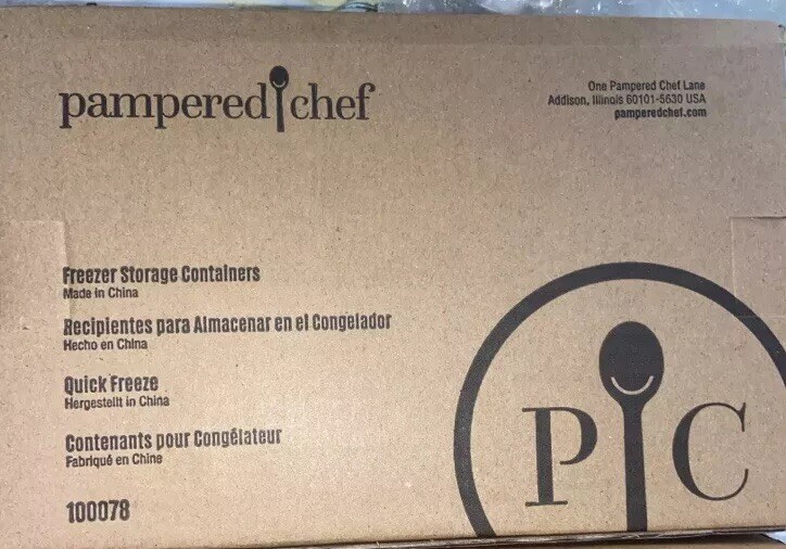 Lot of 2 Pampered Chef Freezer Storage Containers with Lids 100078 Quick Freeze
