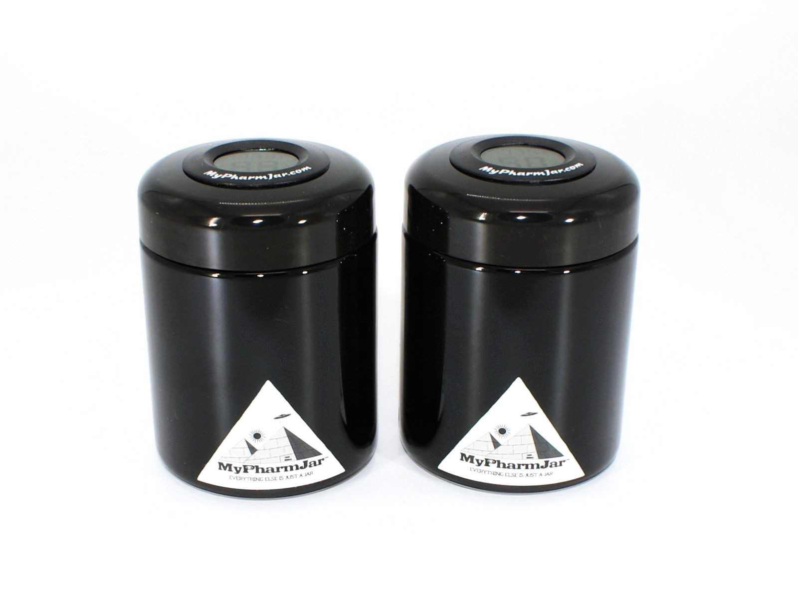 MyPharmJar Miron Glass Storage Jar 250ml w/digital humidity/temp sensor 2-Pack