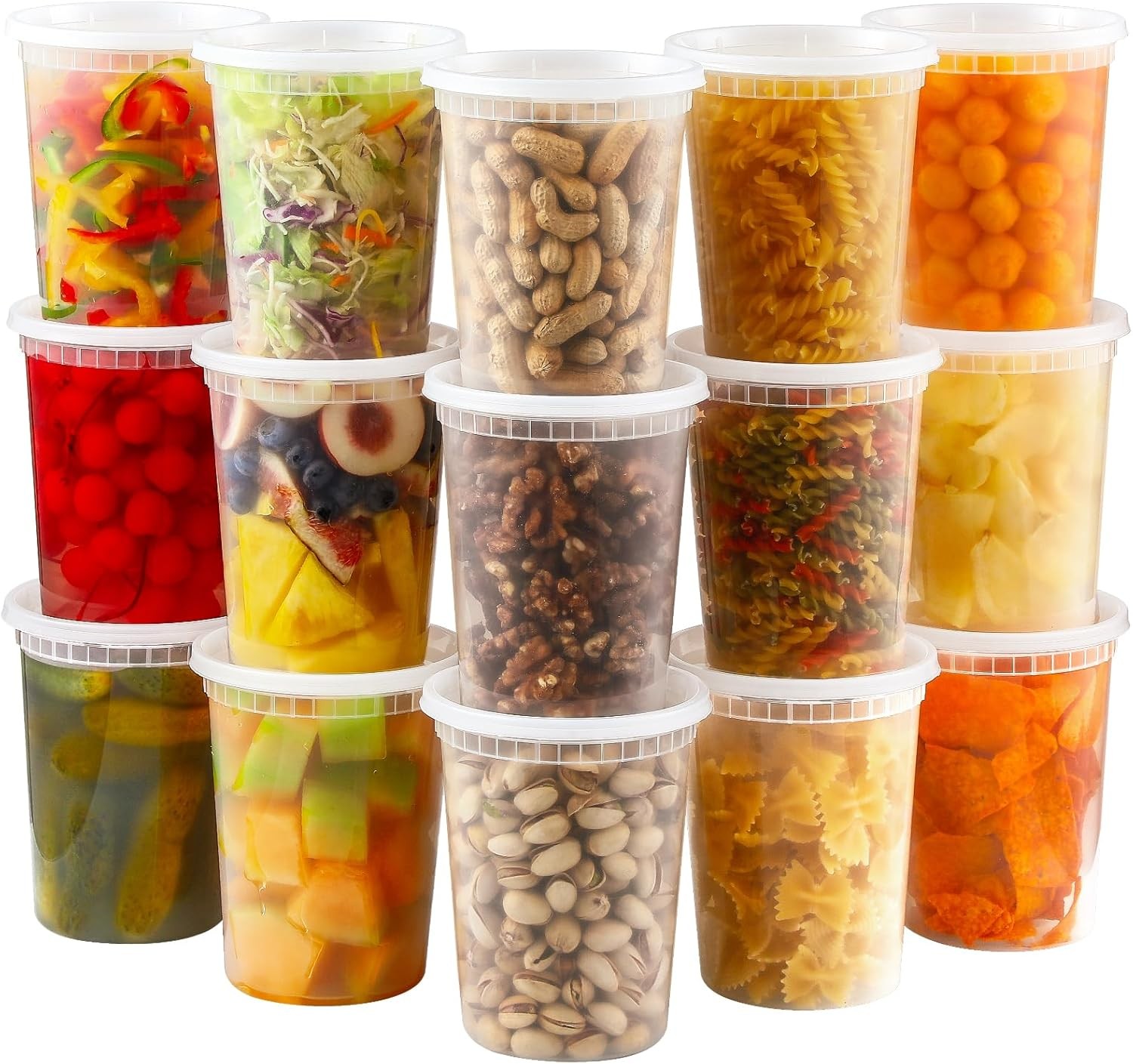 20 Sets 32 oz Plastic Deli Food Containers With Lids, Airtight Food Storage