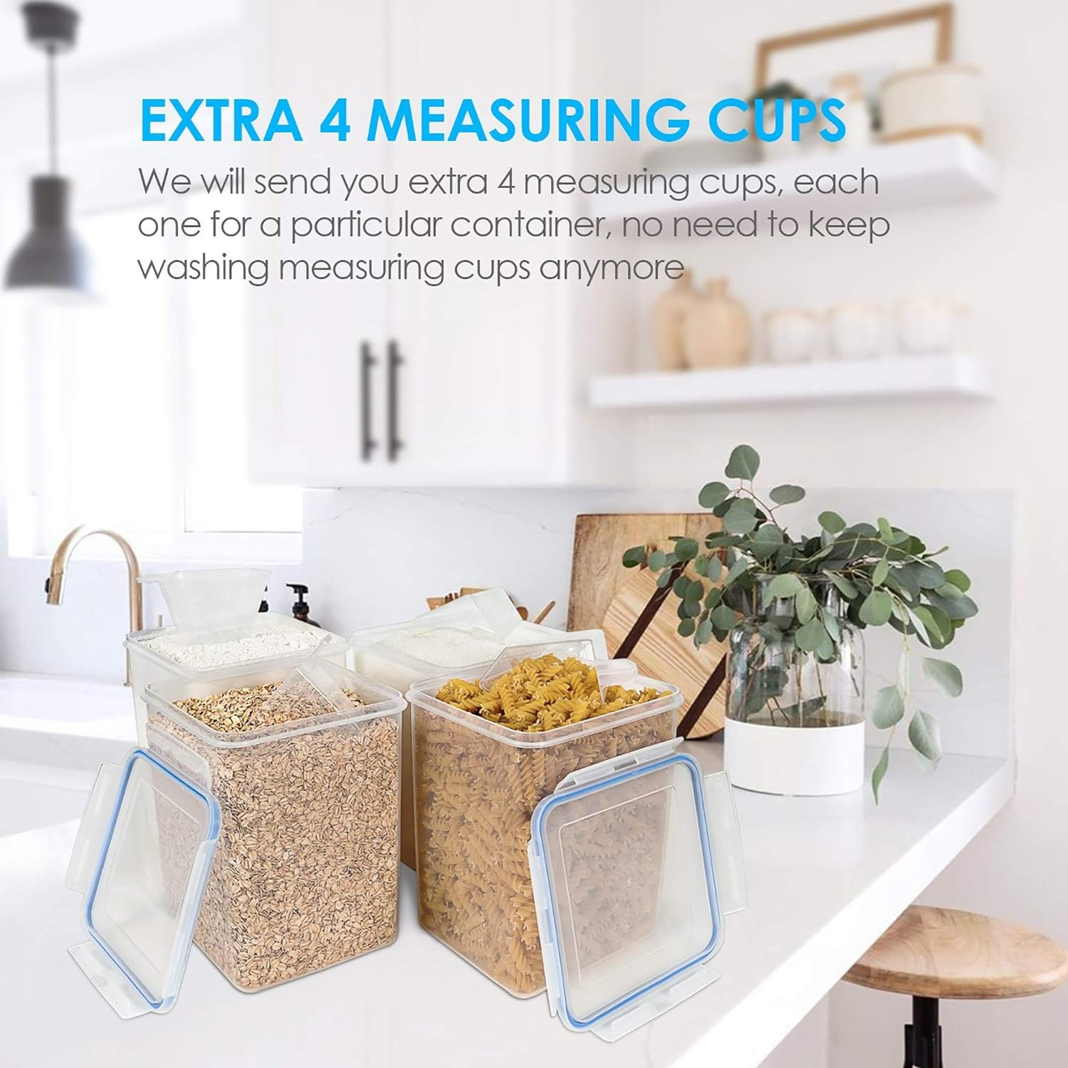 4 Pcs Large Airtight Food Storage Containers 5.2L/176Oz, BPA Free, 24 Labels