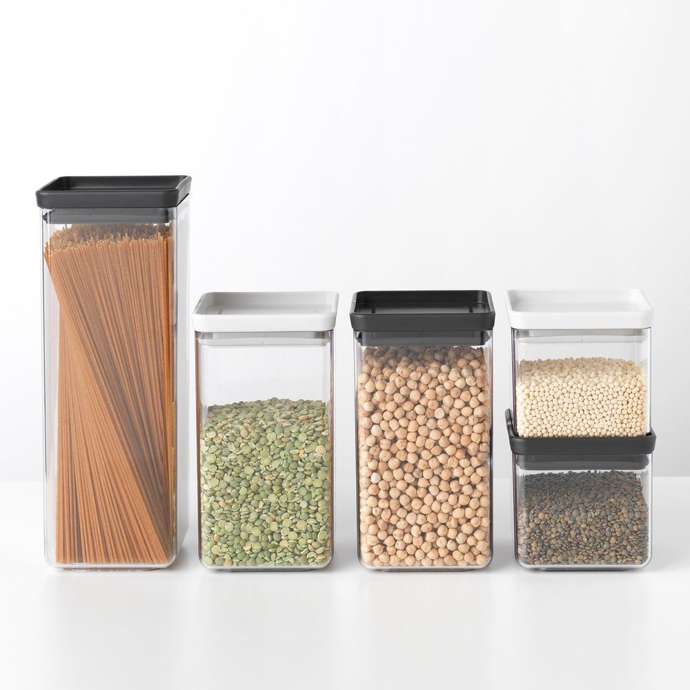 Brabantia Stackable Square Canister (Dark Grey) – 0.7Litre 0.7 Litre