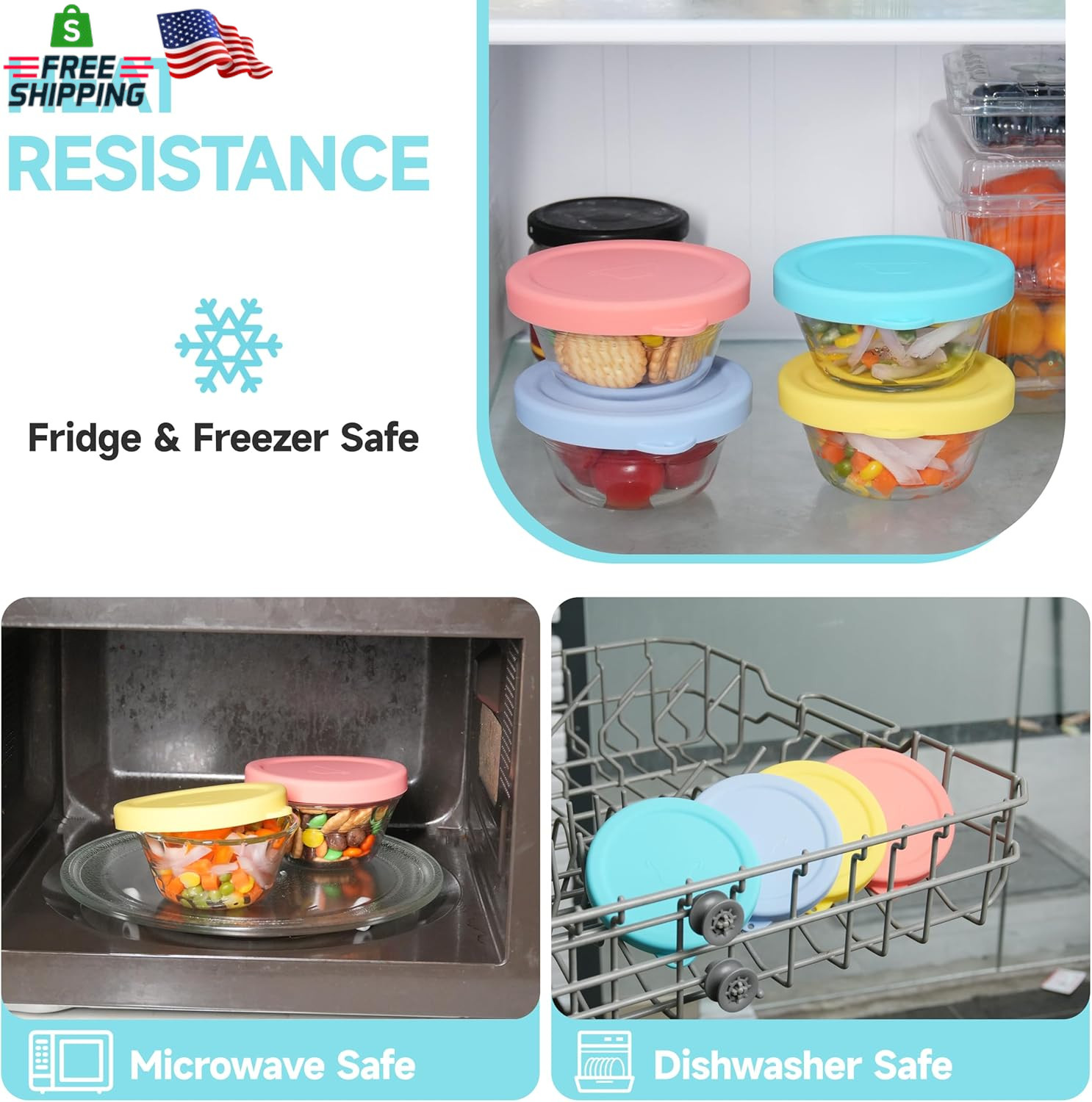 4 PCS Silicone Replacement Lids for Pyrex and Anchor Hocking Glass Custard Cups