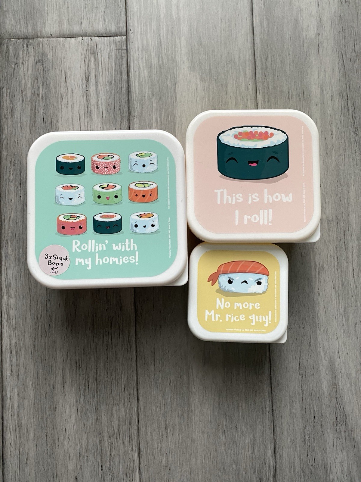Set of 3 sushi snack boxes kawaii