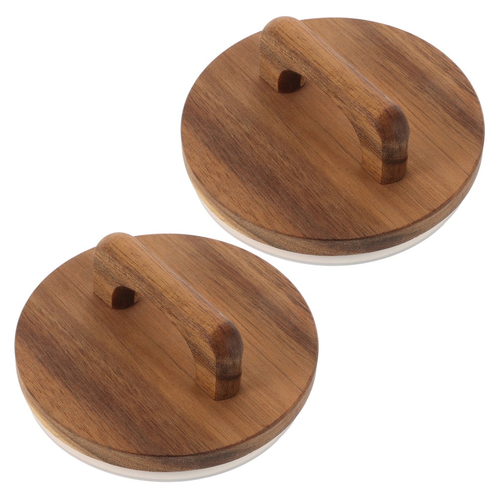 2 Pcs Storage Sealing Lid Canning Jar Lids Wide Mouth Regular Wood