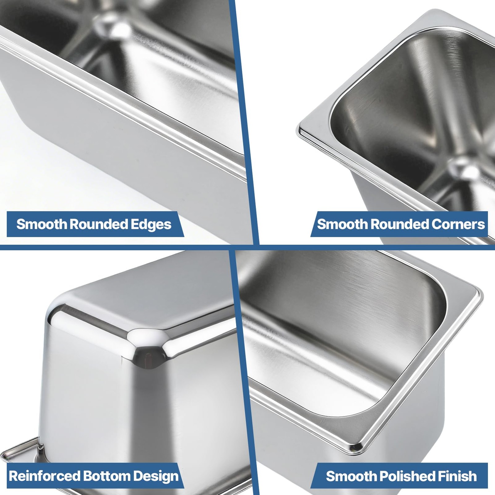 10 Pack Hotel Pans, 1/3 Size 6 Inch Deep Steam Table Pans, Anti Jam Stainless