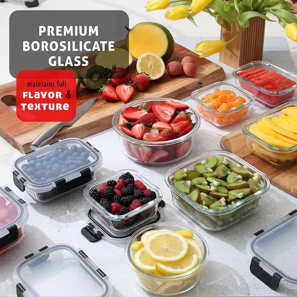 12-Pack Glass Food Storage Containers with Lids