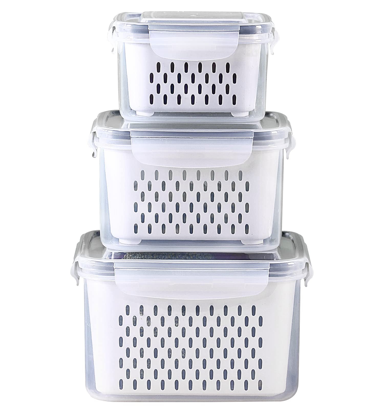 Ronanemon 3Pack Fridge Food Storage Container Set Small, Medium, Large, Clear