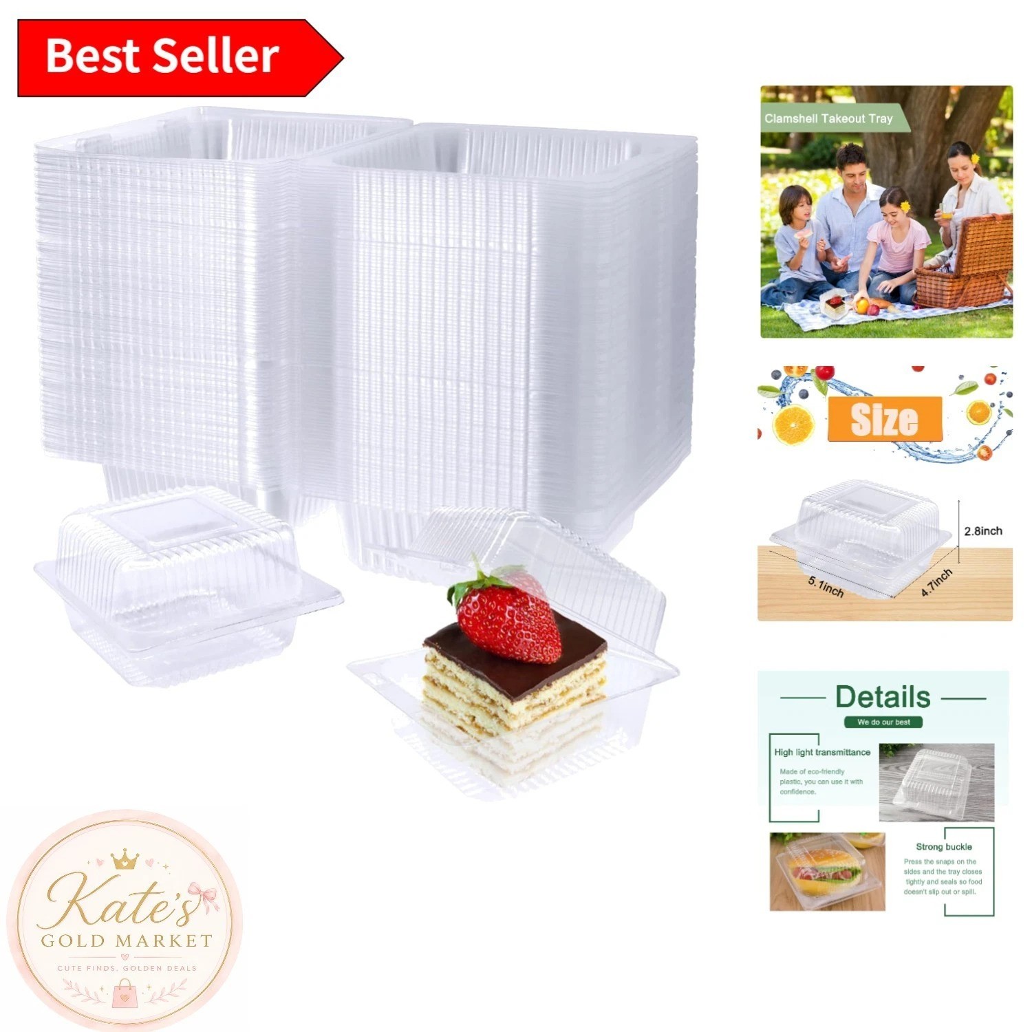 Multipurpose Clear Plastic Food Containers – Lightweight & Secure Snap Closure