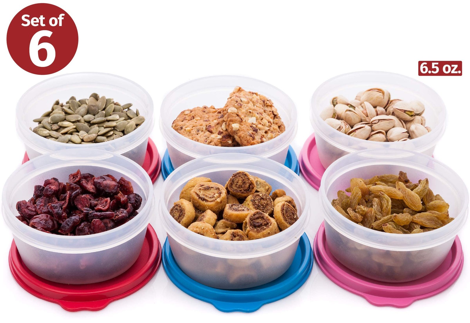 Condiment Containers with Lids- 6 pk. 6.5 oz.Salad Dressing to go Small Food …