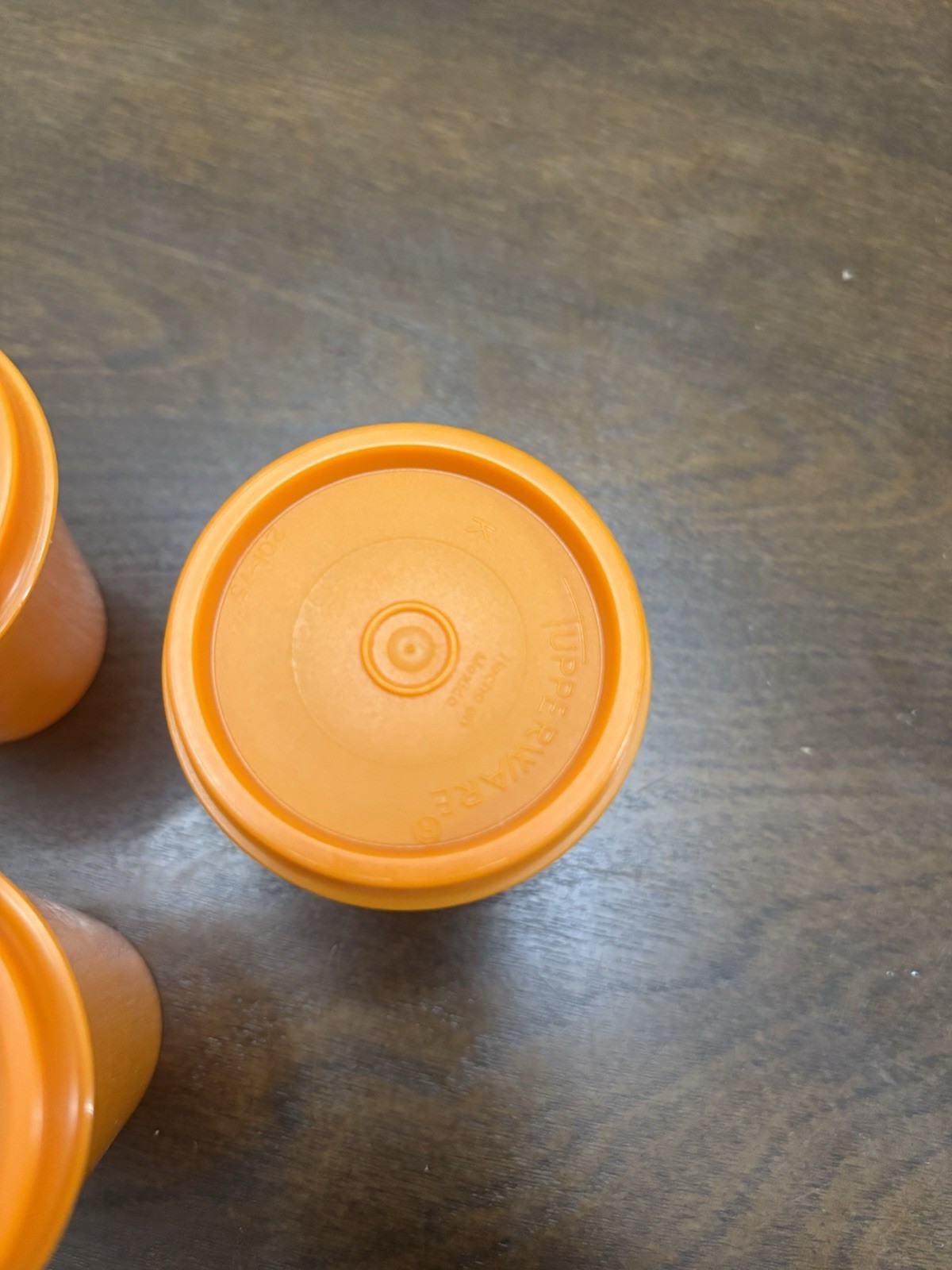 Tupperware Tupper Minis 2 oz Midgets Set of 5 Orange Smidgets Dips Crafts EUC