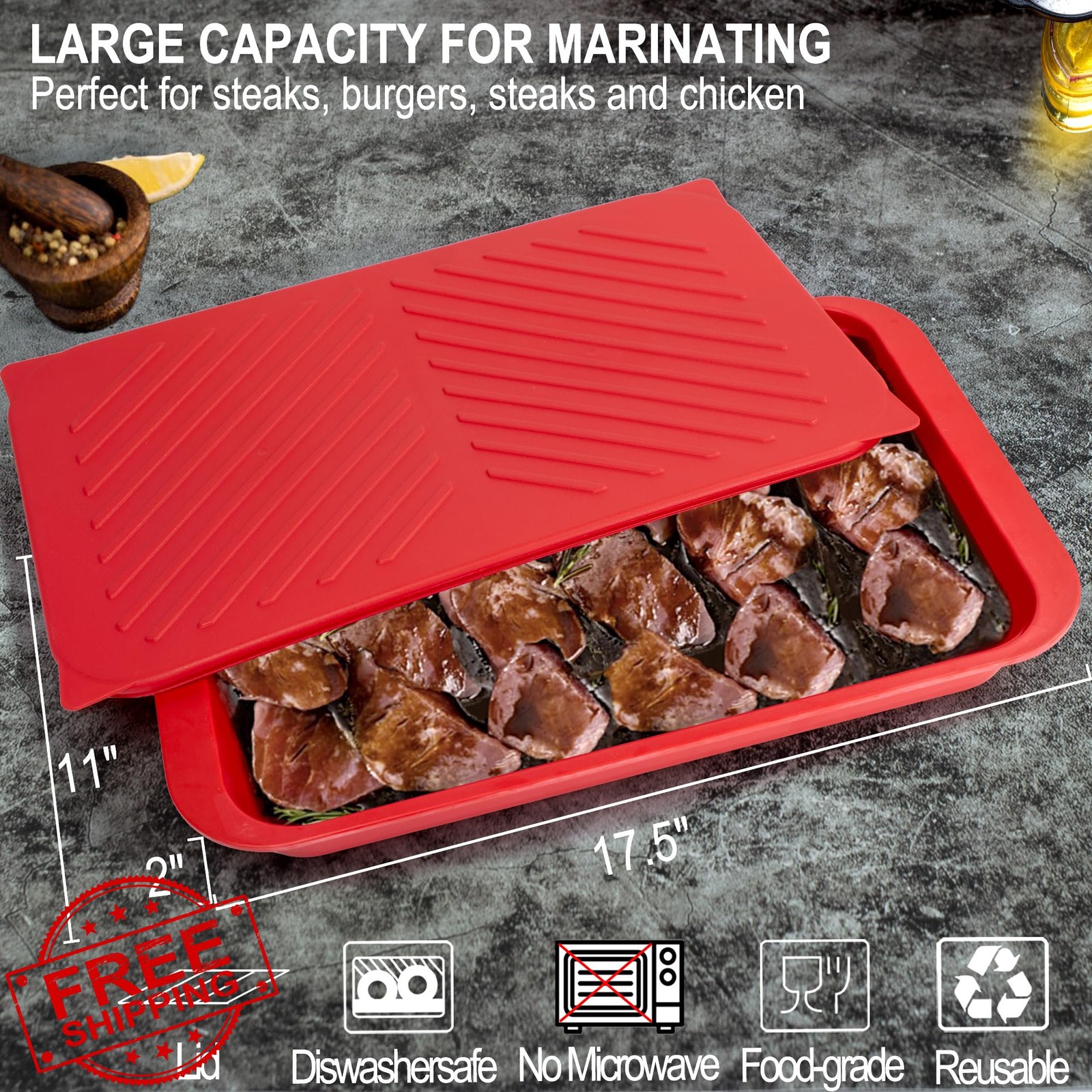 ECOIOU Black/Red deep prep tray w/ lid
