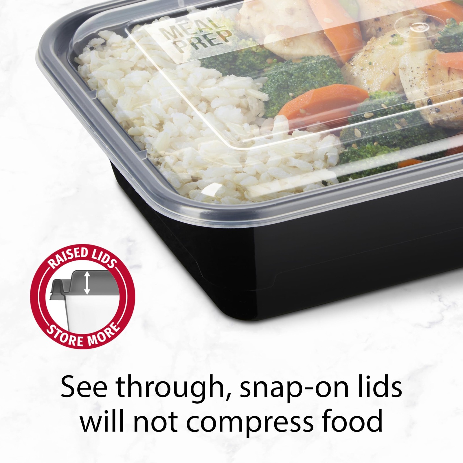GoodCook Meal Prep Containers, Single Compartment 1 Count (Pack of 1), Black