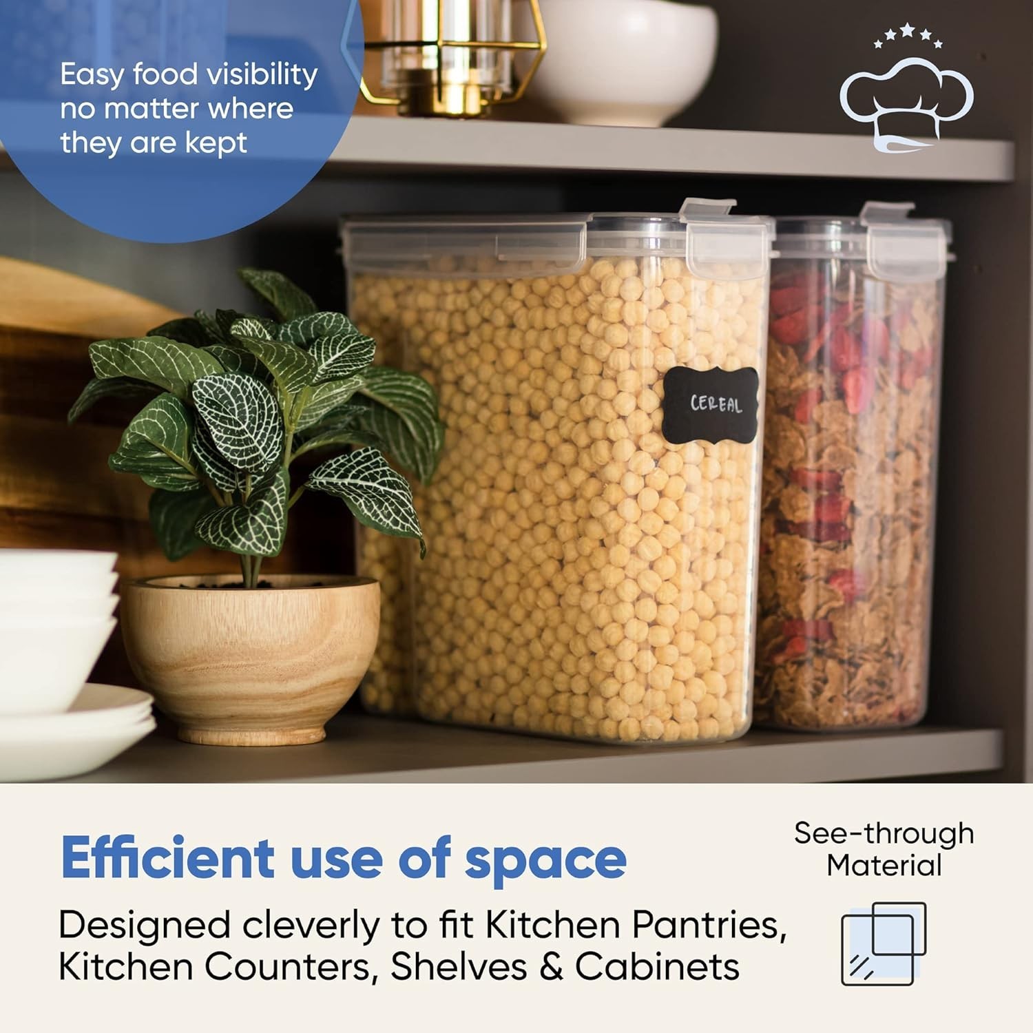 4L Cereal Container Set with Labels & Spoons – Organized Kitchen Bliss