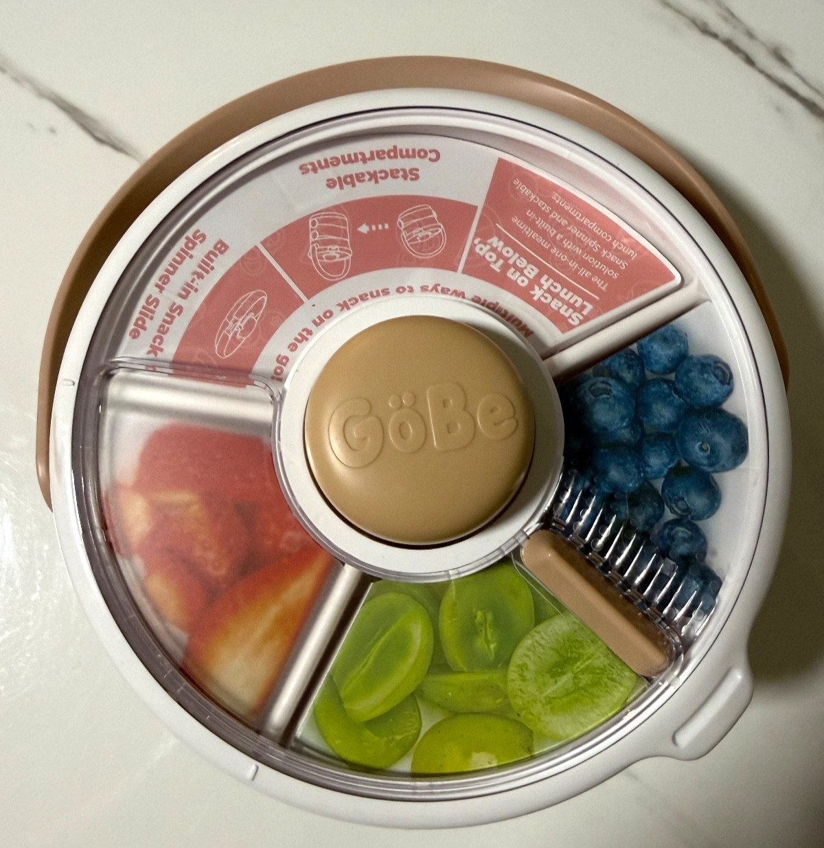 GoBe Kids Snack Spinner Slide Bundle W/ Handle,Reusable, No Spill