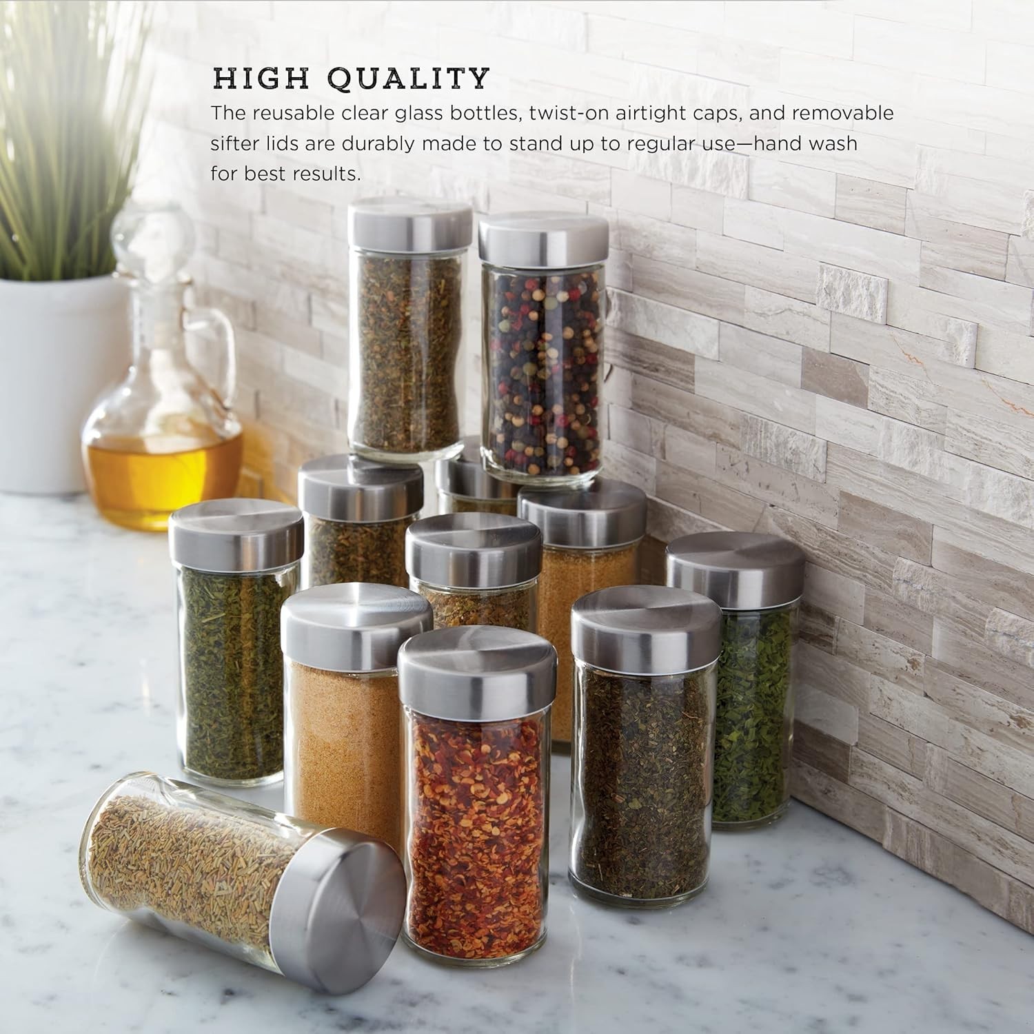 Clear Glass Jars 3 Oz Reusable Airtight with Sifter Shaker Lids 12 Pack