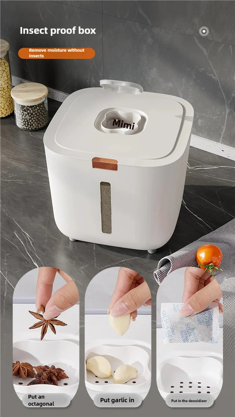 Rice Storage Container Kitchen Flour Food Dispenser Box Grain Sealed Organizer