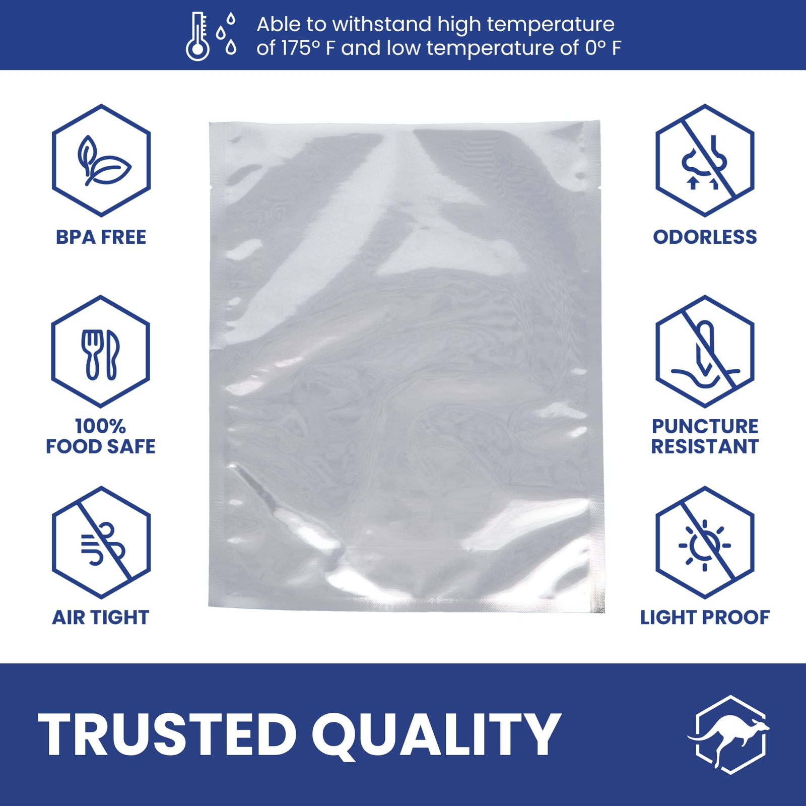 50X 1-Quart Mylar Bag Bundle – 5 Mil – 7 X 10 Mylar Bags + 50X Labels