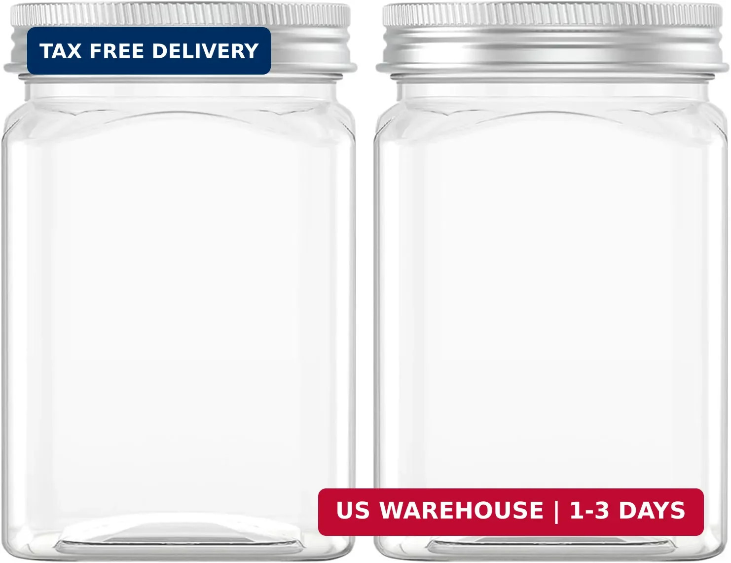 Hulless 24 Oz Clear Plastic Jars 720mL Plastic Containers Reusable Empty Storage