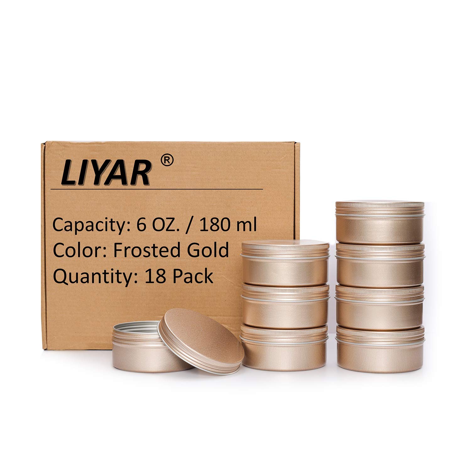 18 PCS 6 oz Frosted Gold Aluminum Metal Empty Screw Top Spice Tins Containers