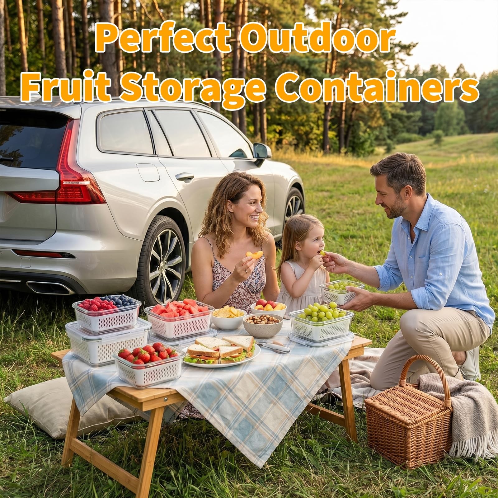 Berry keeper Fruit Storage Containers for Fridge with Removable Colander