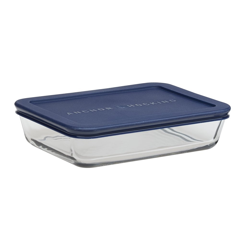 Clear Glass Rectangle Food Storage Boxes With Lids Kitchen Container 4 Piece