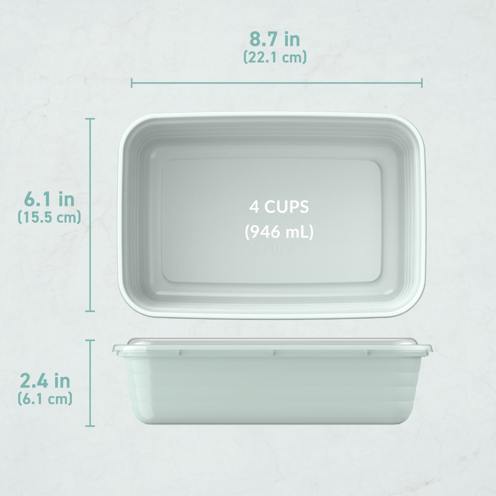 (4 pack) Prep – 20-Piece 1-Compartment Reusable Meal Prep Containers