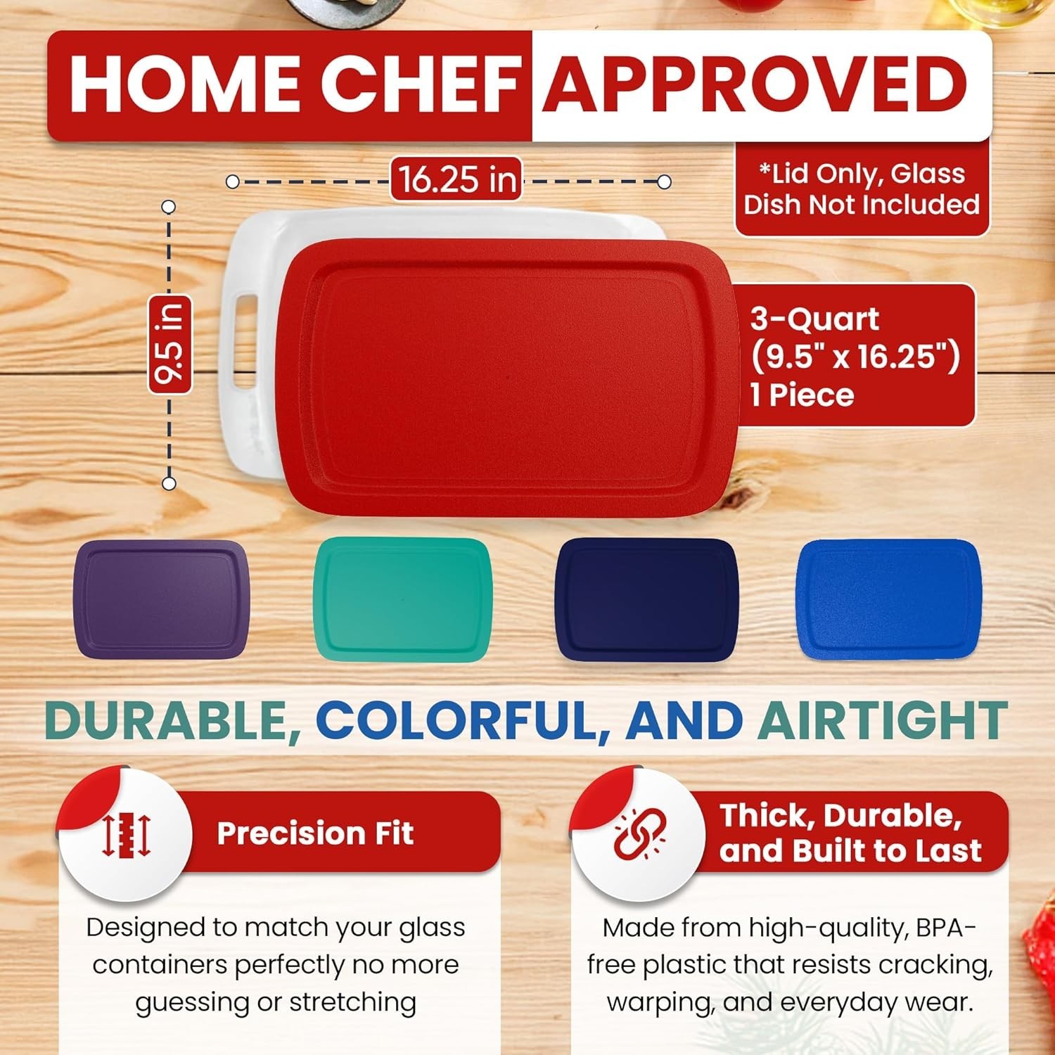 Replacement Lid fits Pyrex 9×13 C233 233-PC Easy Grab Casserole Baking Dish
