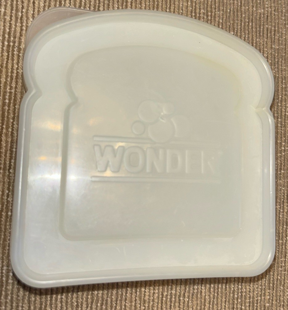 WONDER BREAD Sandwich Keeper, Bread-Shaped Plastic Container with Lid Vintage