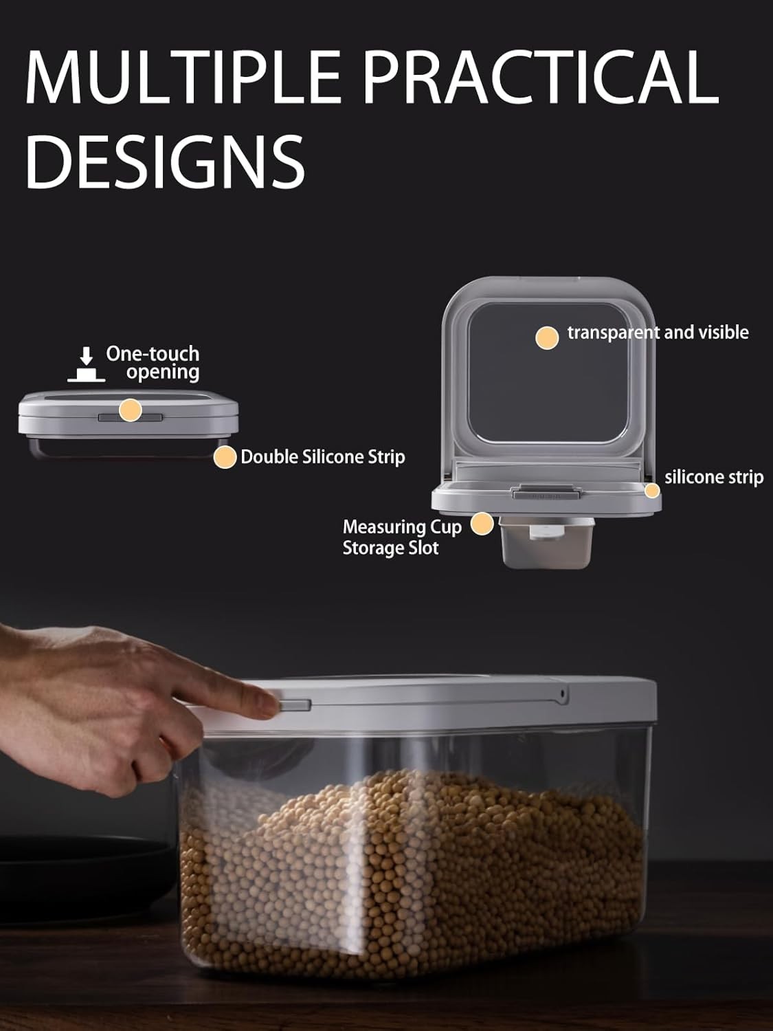 Clear 6L Rice Container with Measuring Cup – Perfect for Flour and Grains