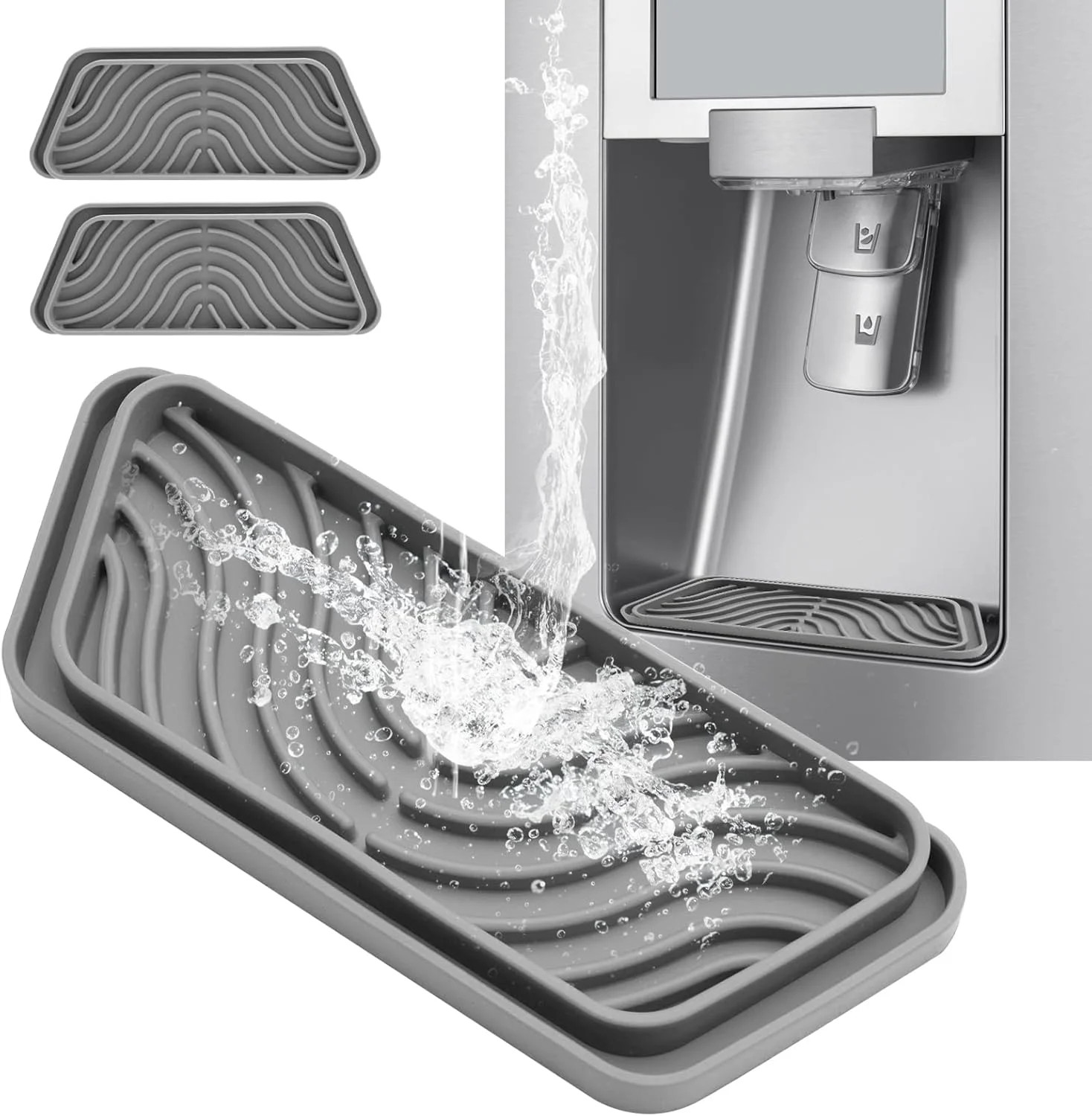 2pcs Refrigerator Drip Catcher Tray Silicone Water Dispenser Mat for GE Samsung