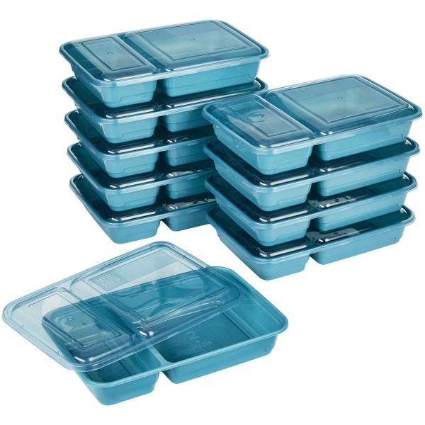 Meal Prep 2 Compartment Rectangle Containers + Lids – 3Cups