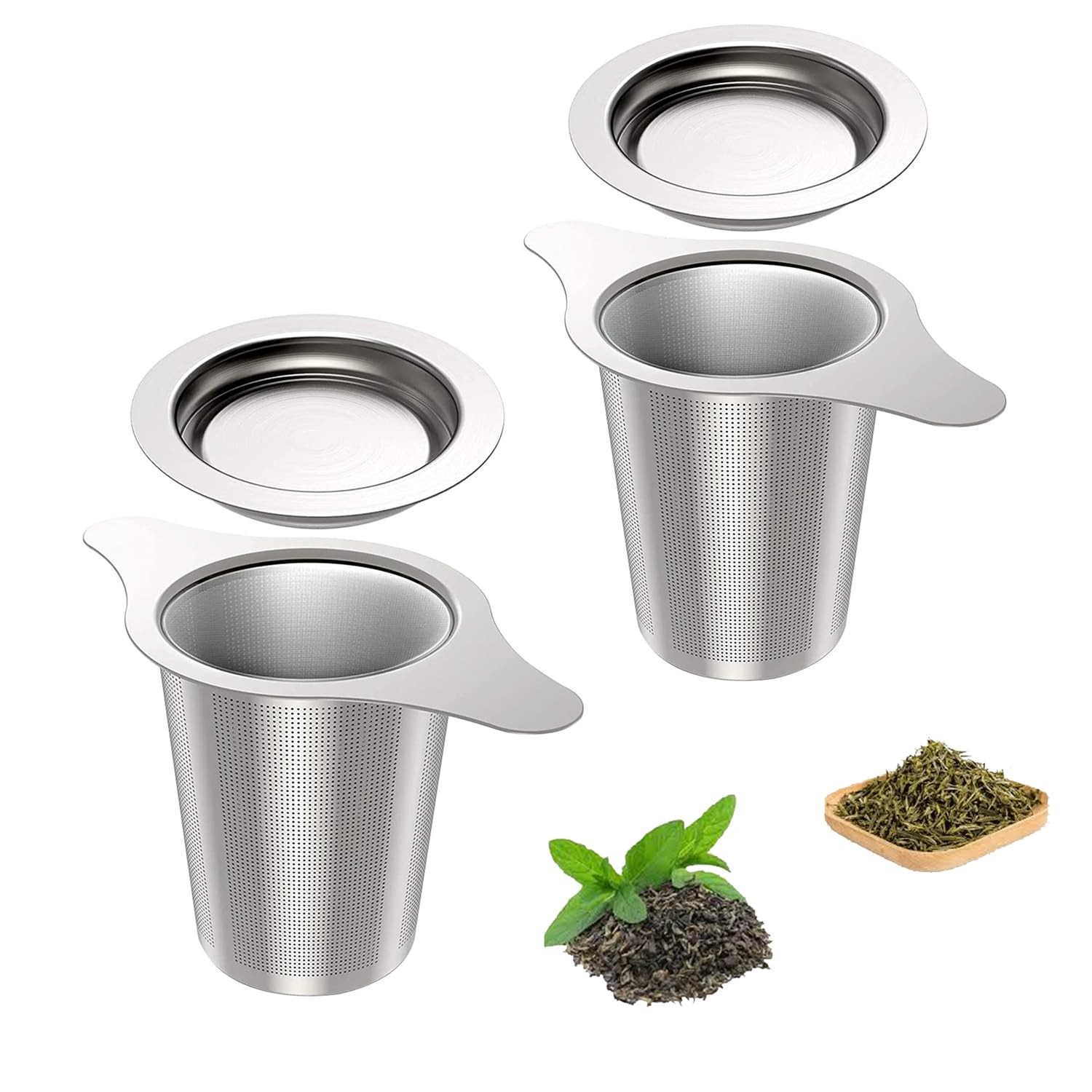 2PCS Stainless Steel Premium Tea & Coffee Strainer Large, Standard/Extra Fine