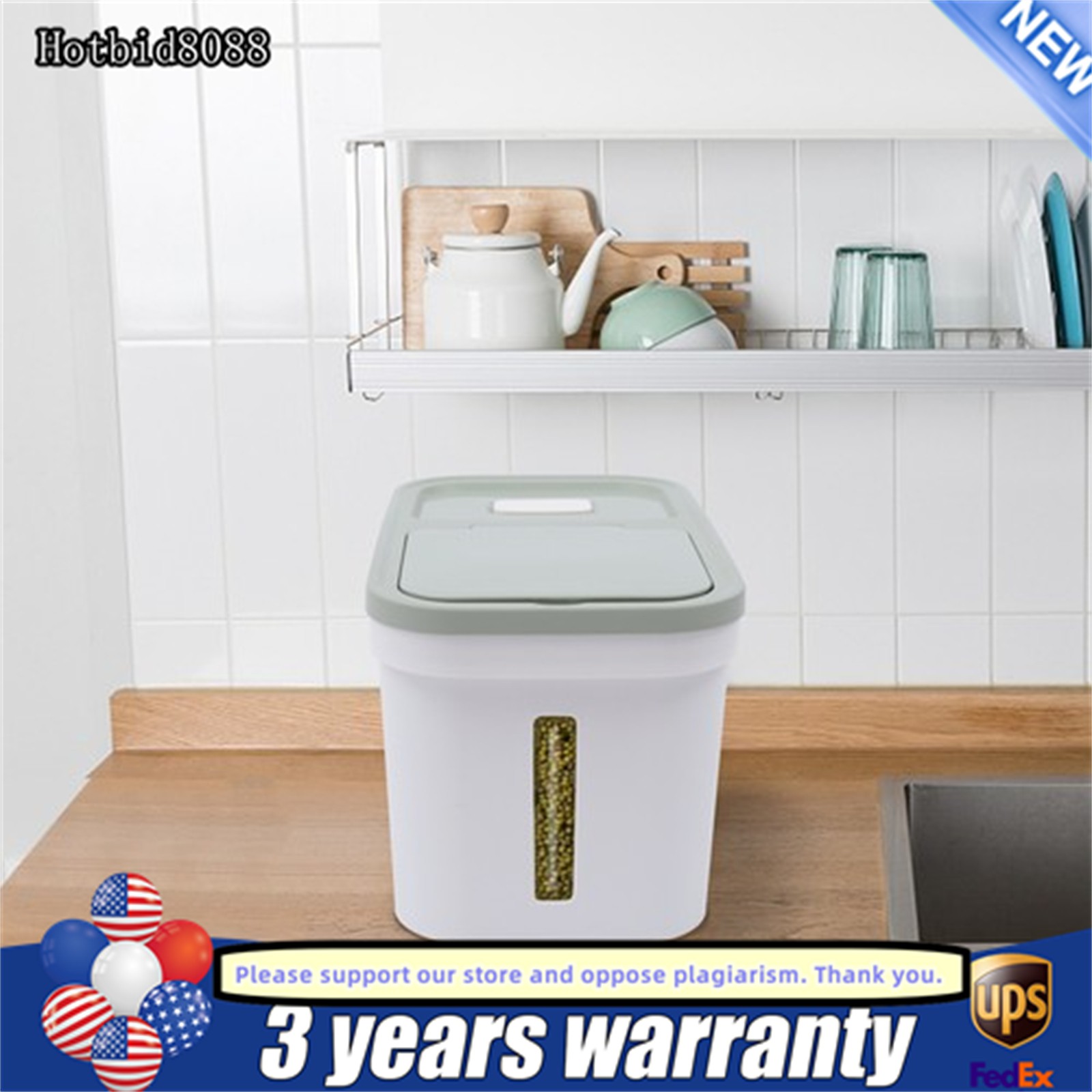 Storage Container With Measuring Cup 20Lbs Airtight Flour Grain Storage Bucket