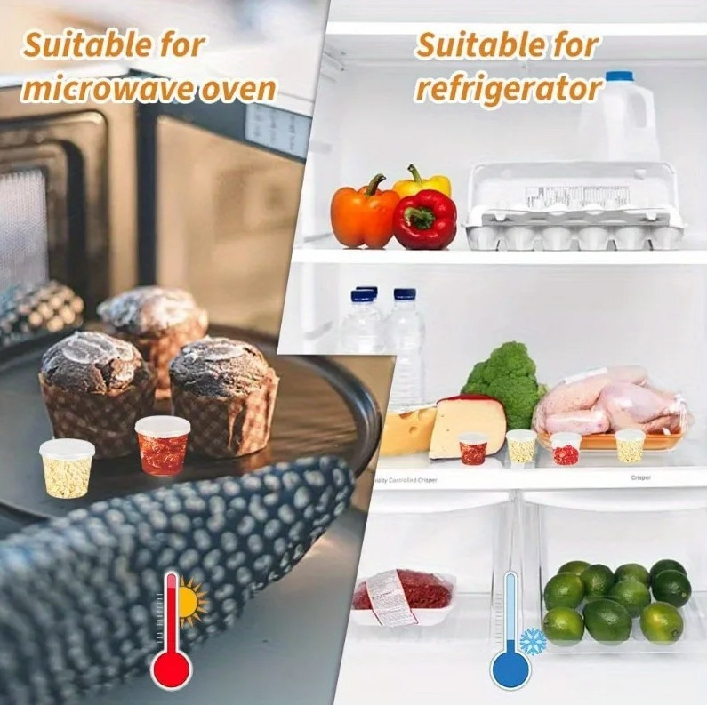 50pcs Clear Plastic Sauce Cups w Lids 25ML Disposable Food Containers
