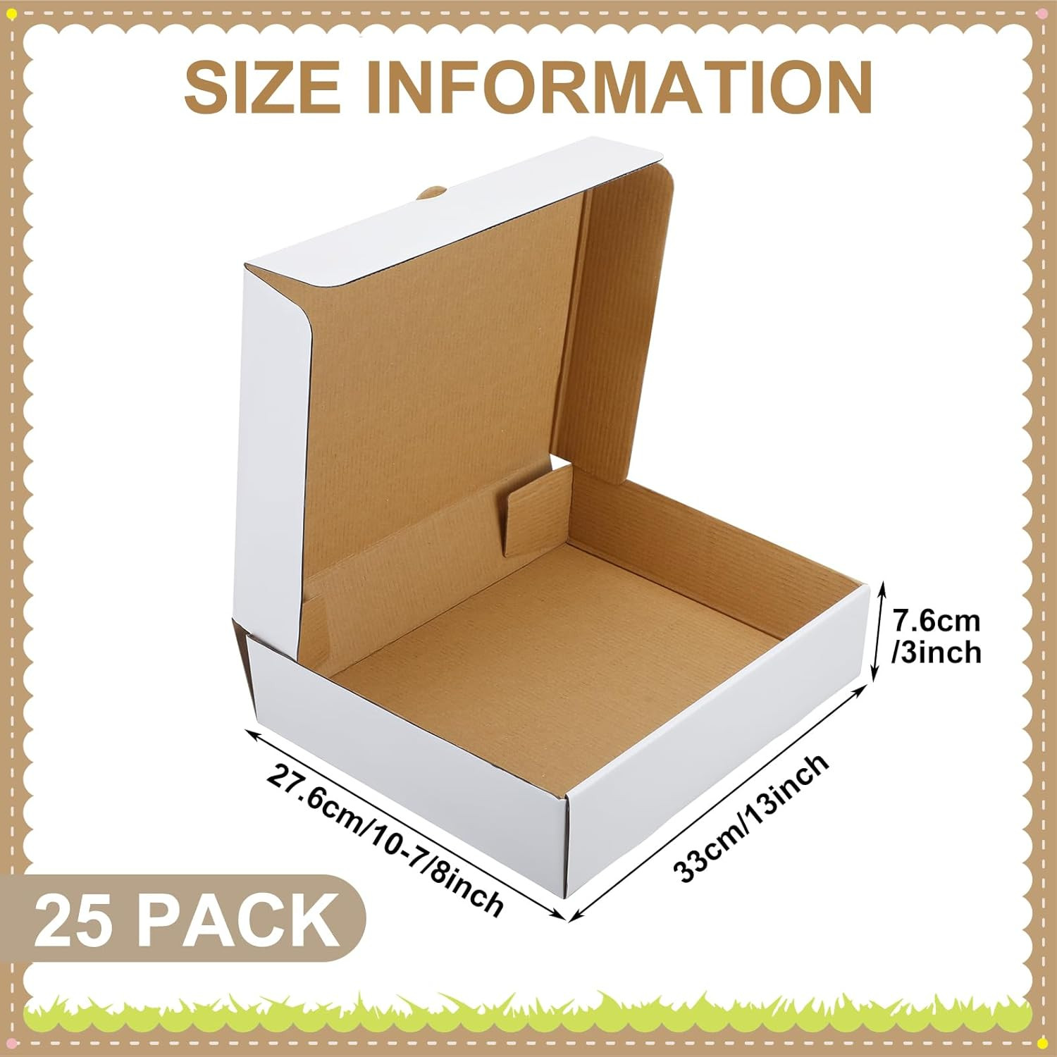 Watersay 25 Pack Half Pan Corrugated Catering Box 13” X 10-7/8” X 3” White Se