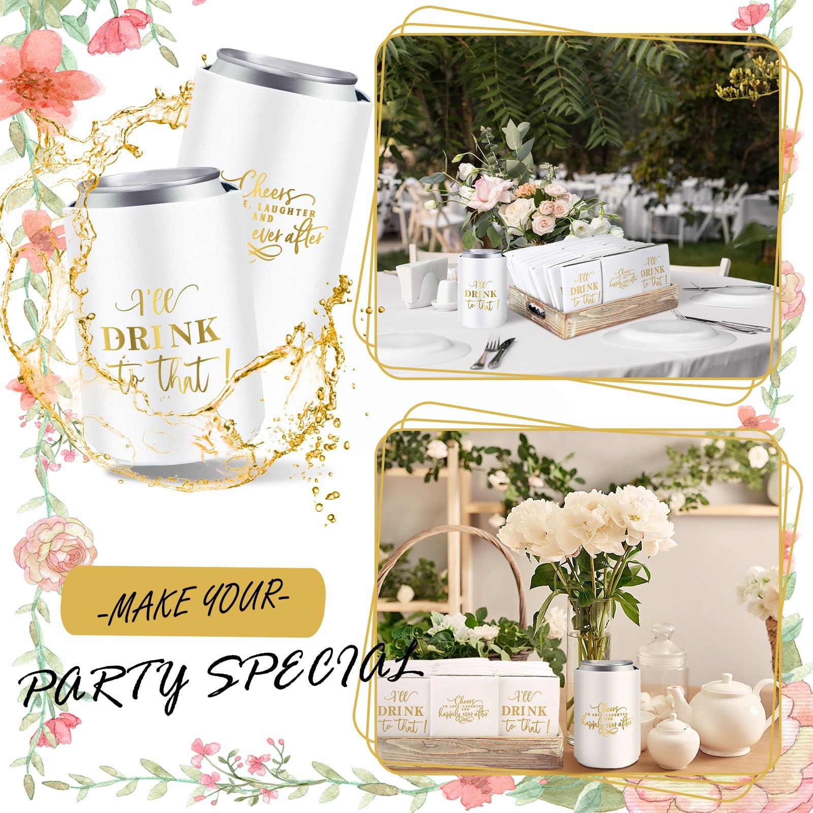 SiliFine 101 Wedding Can Coolers Bulk For 100 Guests Engagement Party Favors